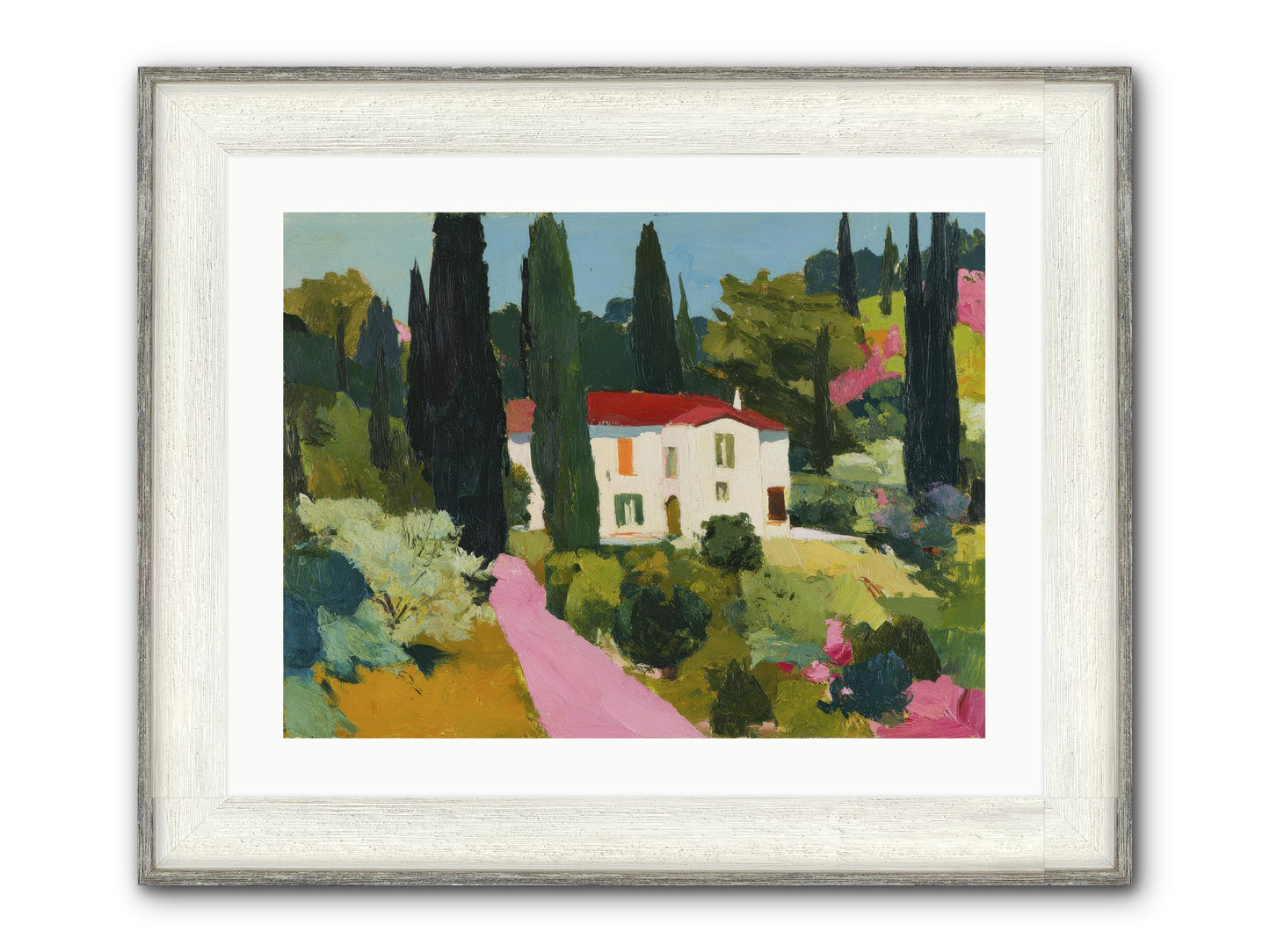 The Pink Path Framed Print - Driftwood White 24x18