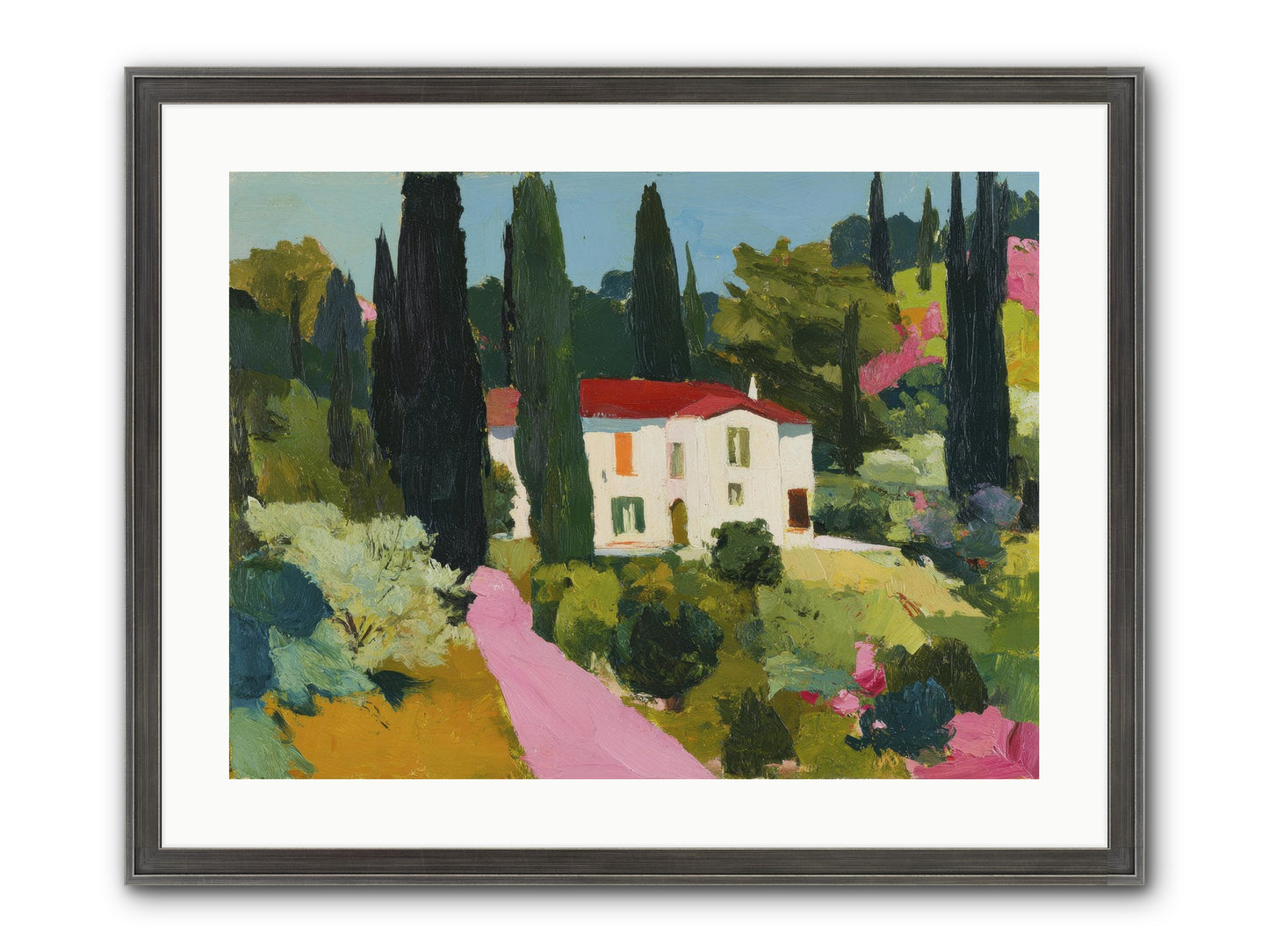 The Pink Path Framed Print - Slimwoods Black/Silver 24x18