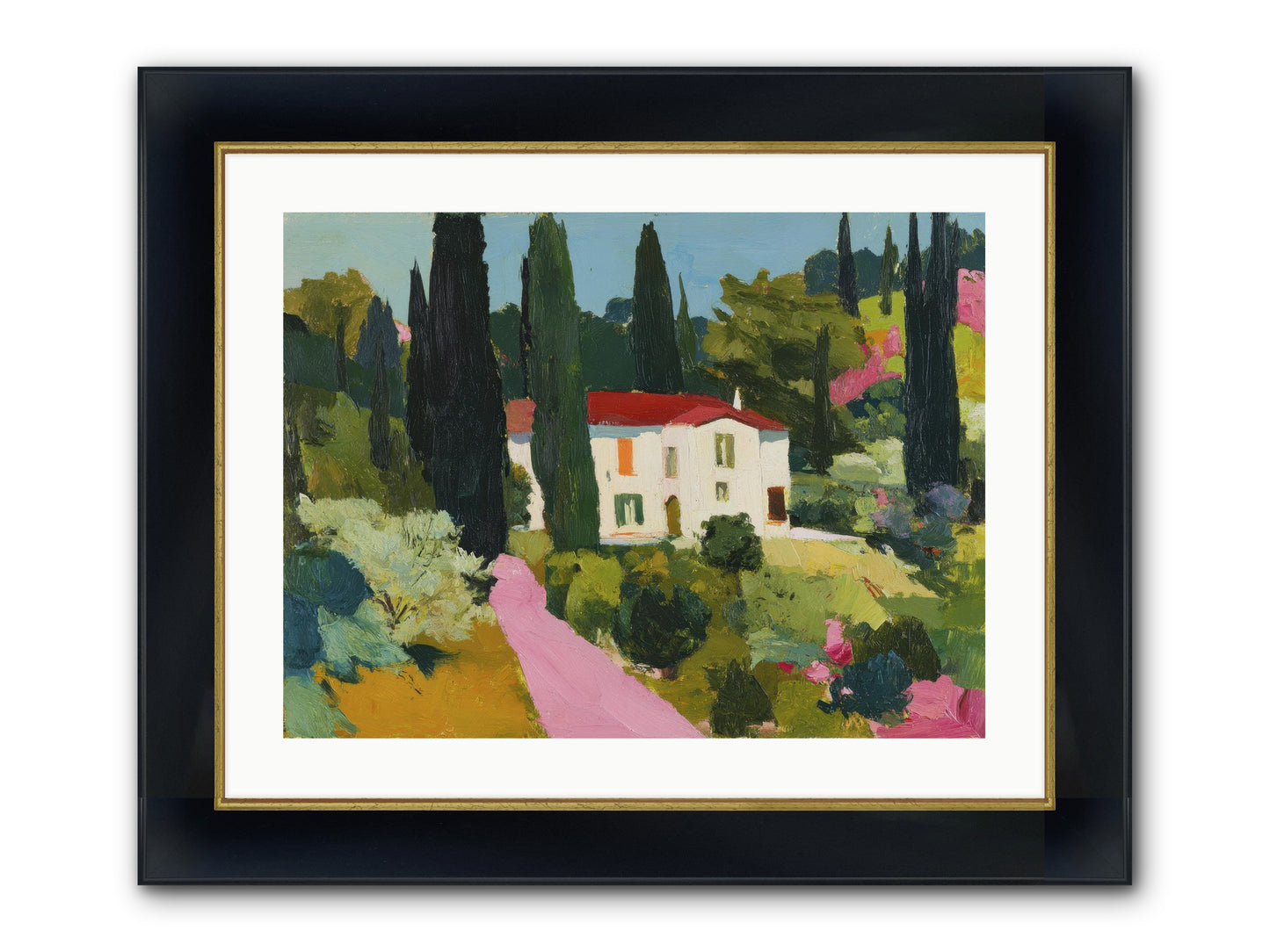 The Pink Path Framed Print - Wide Black w/Gold 24x18