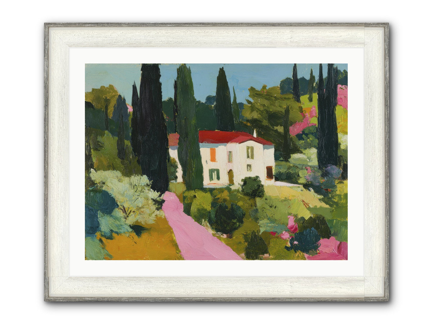 The Pink Path Framed Print - Driftwood White 32x24