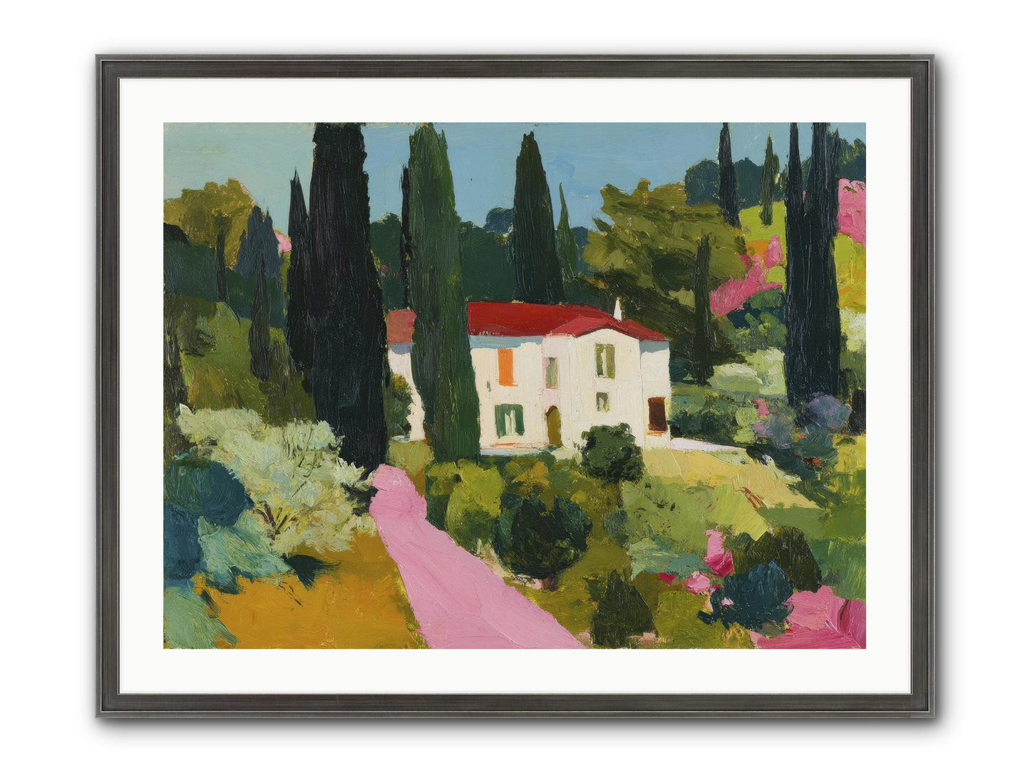 The Pink Path Framed Print - Slimwoods Black/Silver 32x24