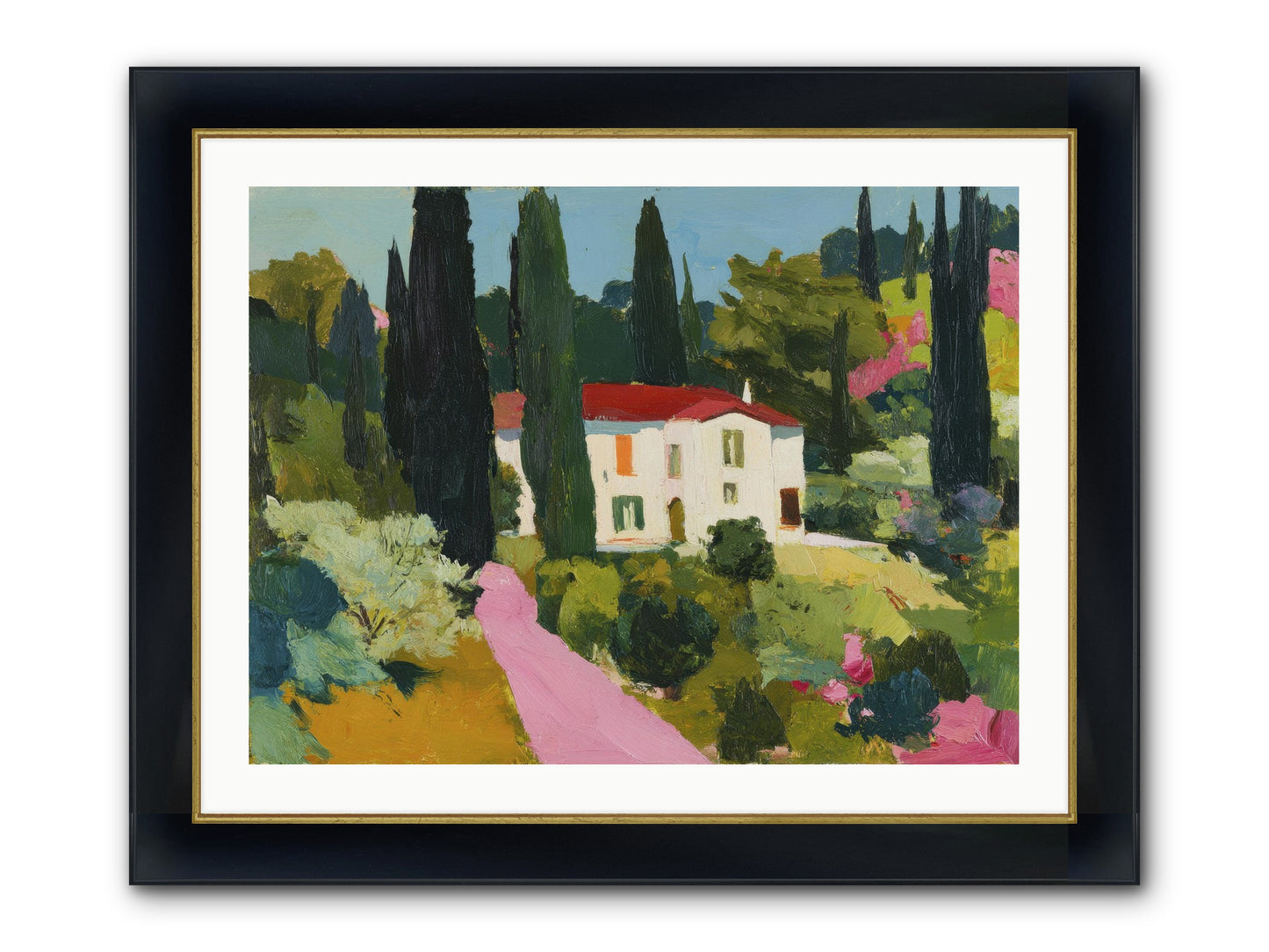 The Pink Path Framed Print - Wide Black w/Gold 32x24
