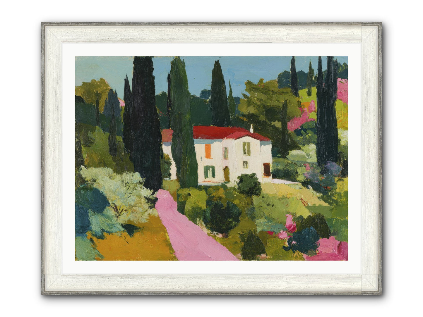 The Pink Path Framed Print - Driftwood White 40x30