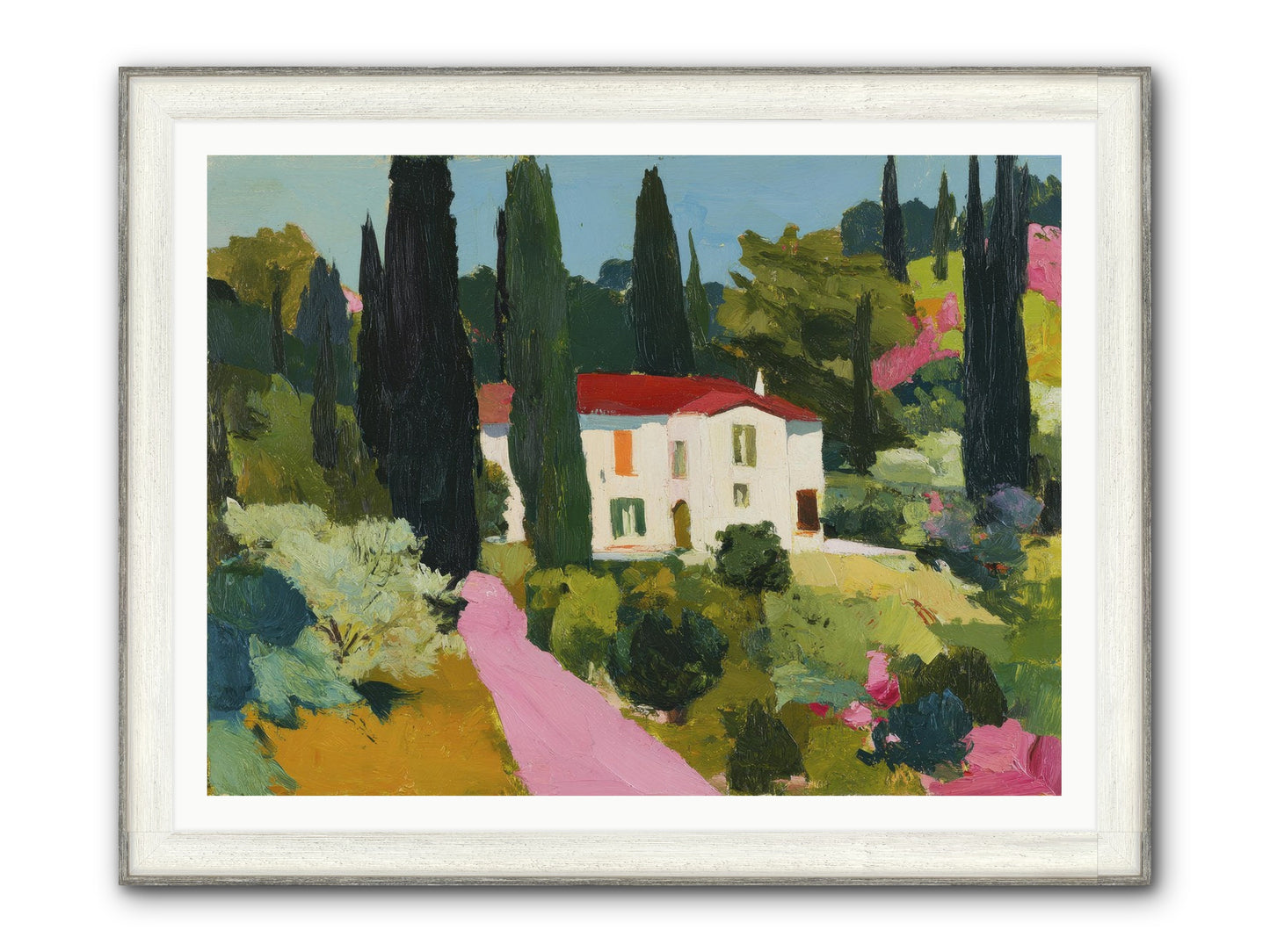 The Pink Path Framed Print - Driftwood White 48x36