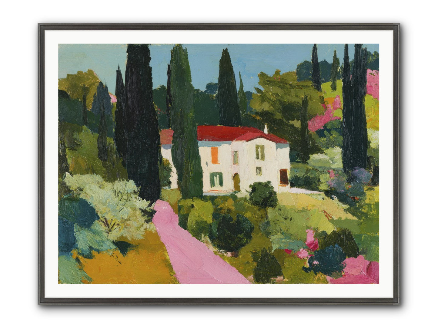 The Pink Path Framed Print - Slimwoods Black/Silver 48x36