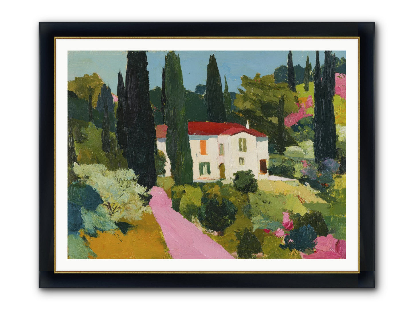 The Pink Path Framed Print - Wide Black w/Gold 48x36