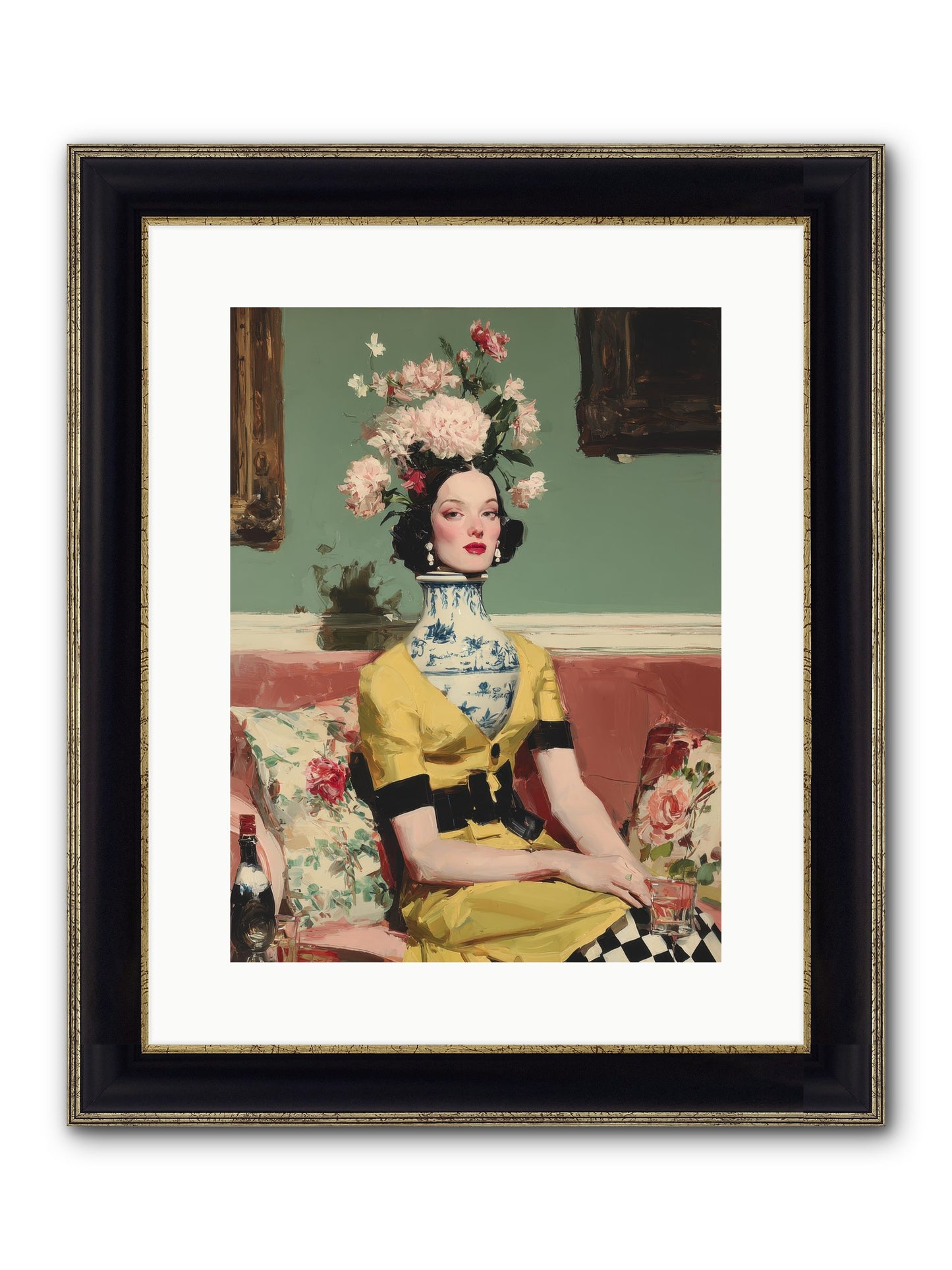 The Porcelain Parlour Framed Print - Black & Gold 12x16