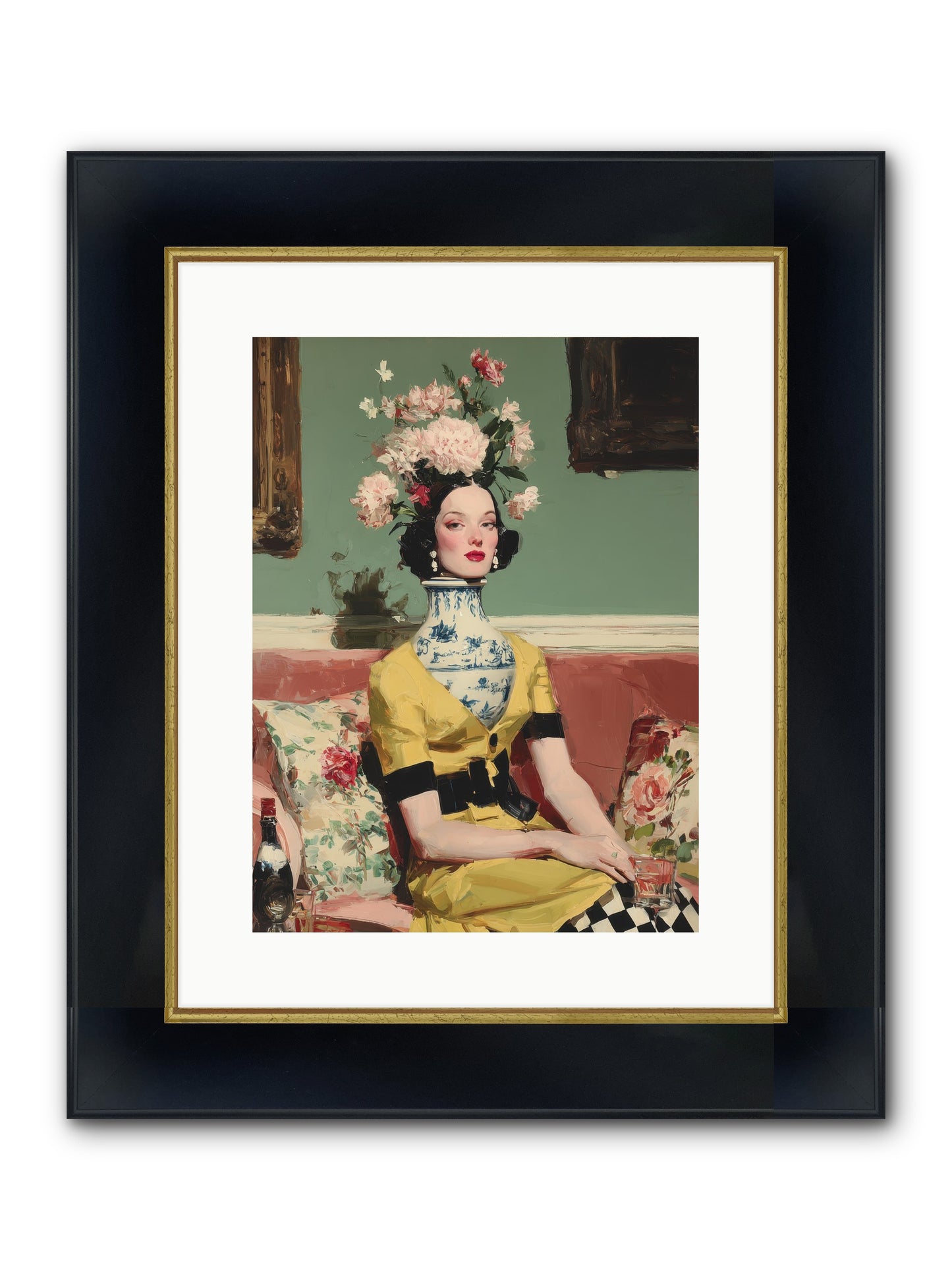 The Porcelain Parlour Framed Print - Wide Black w/Gold 12x16
