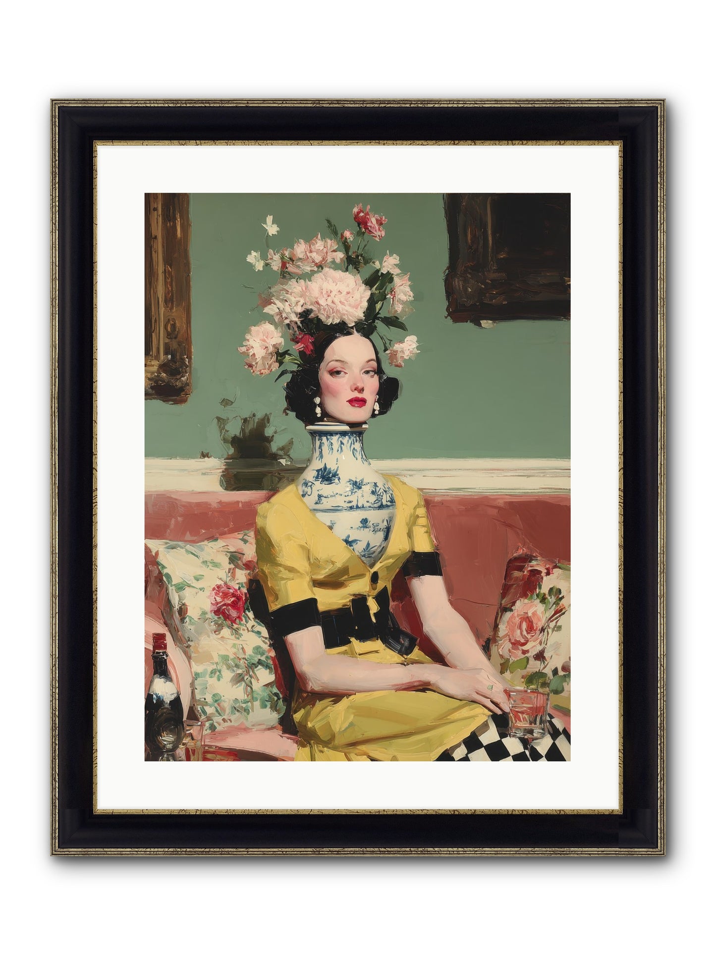 The Porcelain Parlour Framed Print - Black & Gold 18x24