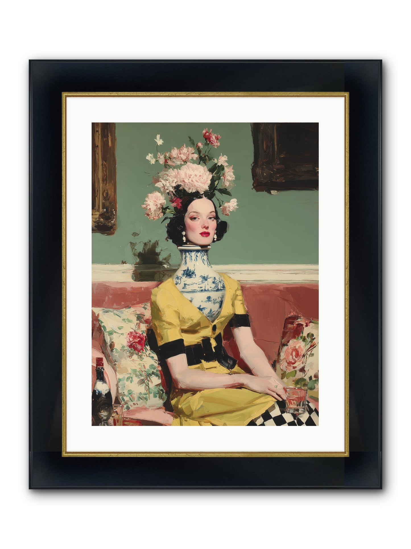 The Porcelain Parlour Framed Print - Wide Black w/Gold 18x24