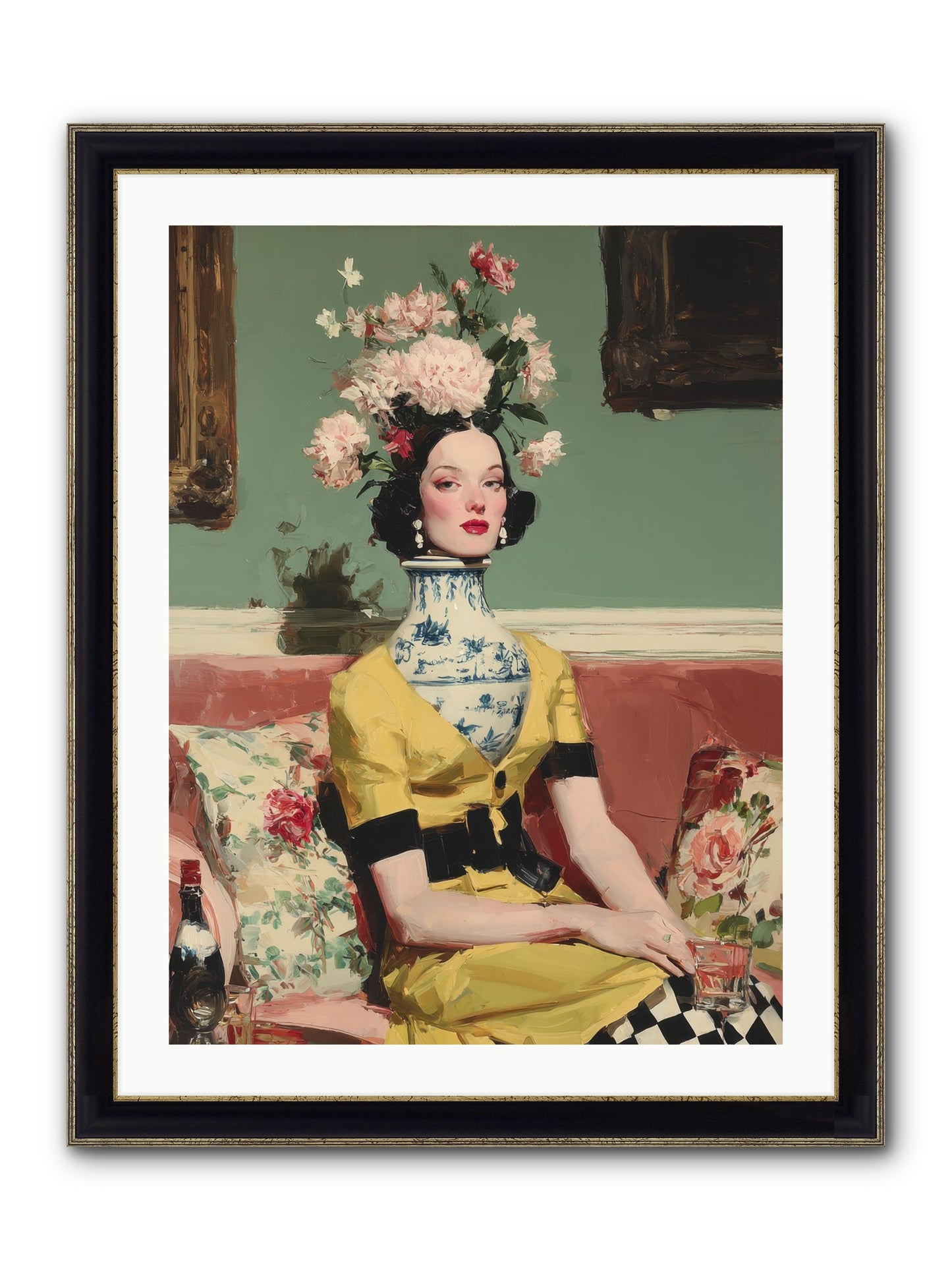 The Porcelain Parlour Framed Print - Black & Gold 24x32