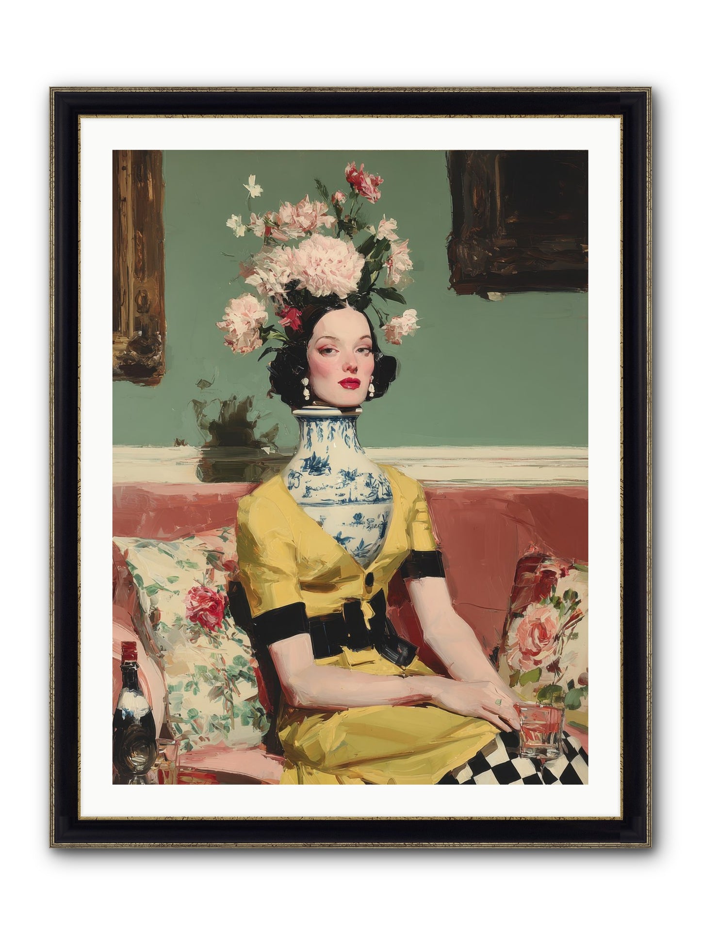 The Porcelain Parlour Framed Print - Black & Gold 30x40