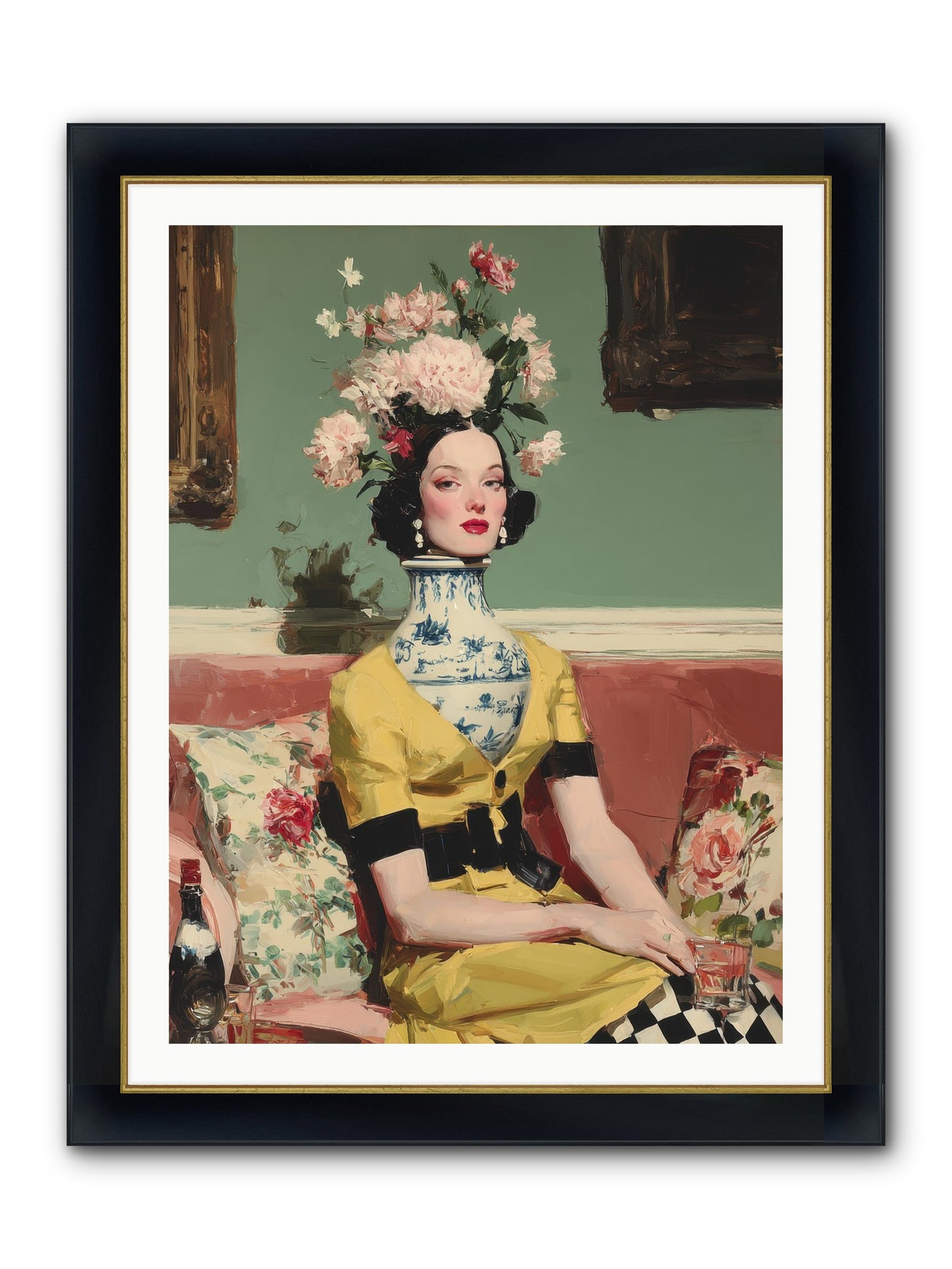 The Porcelain Parlour Framed Print - Wide Black w/Gold 30x40