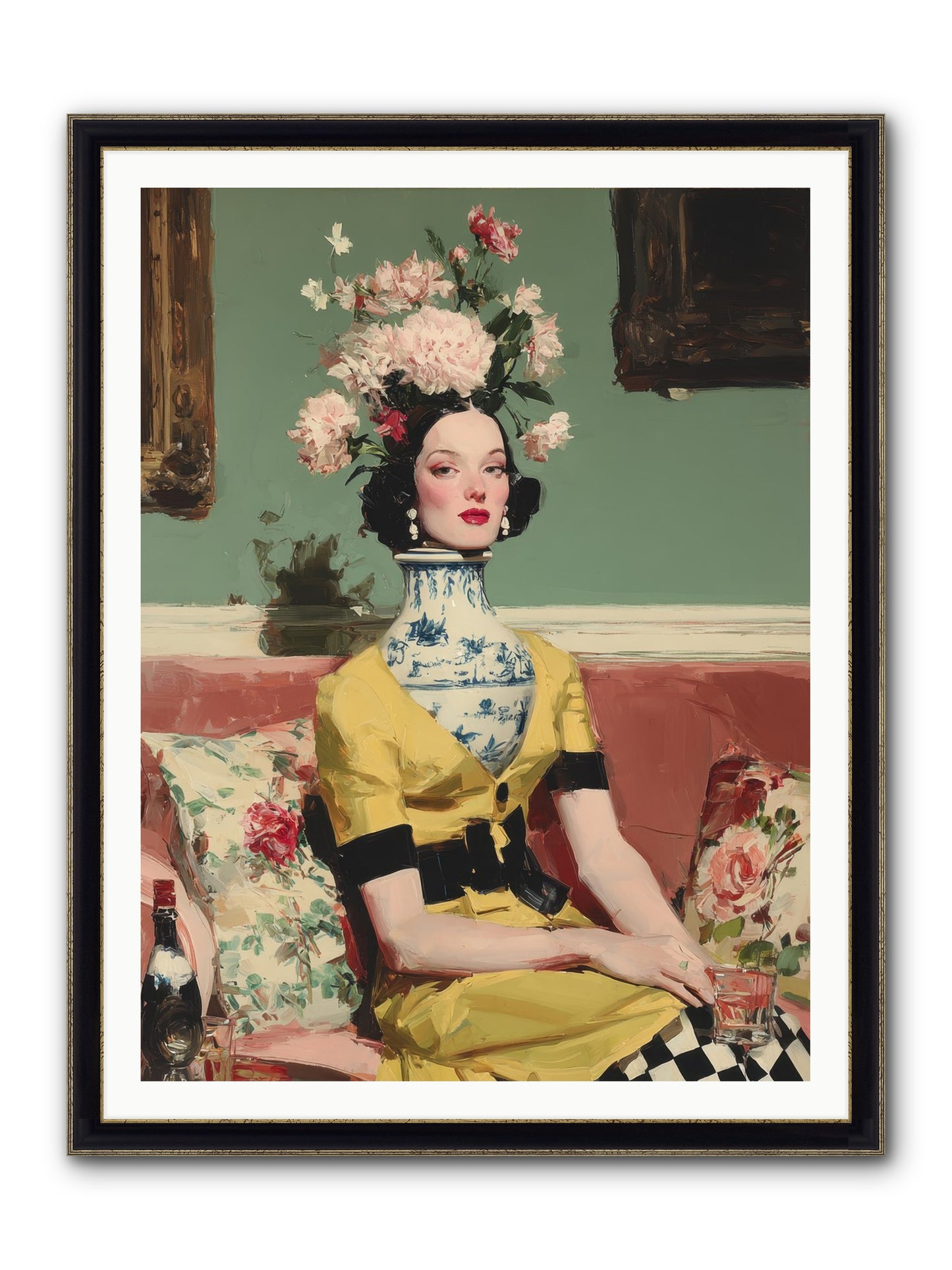 The Porcelain Parlour Framed Print - Black & Gold 36x48
