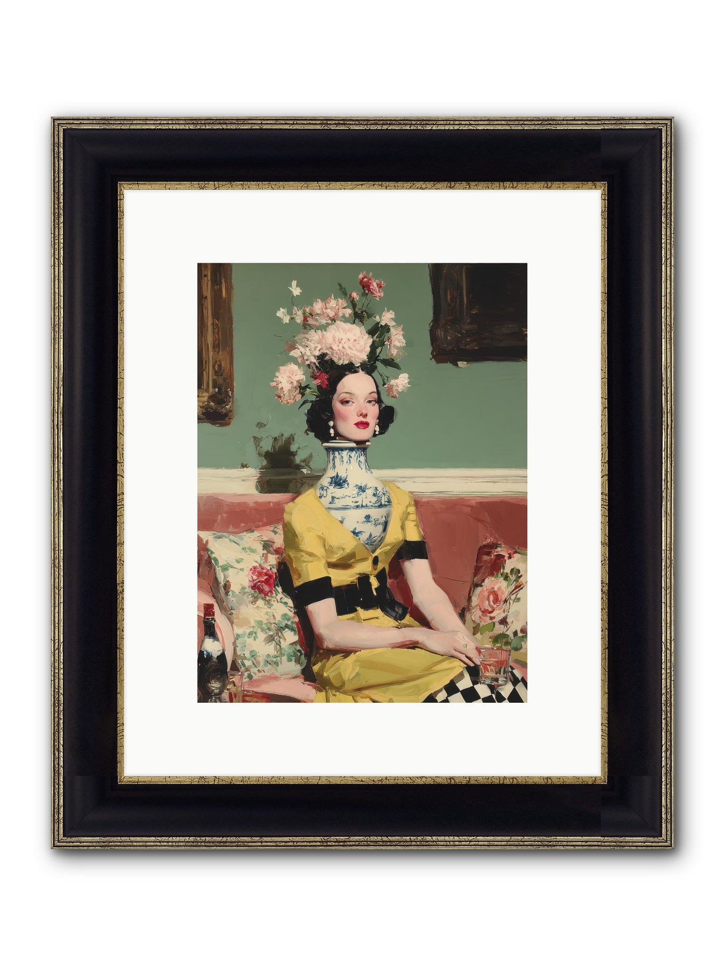 The Porcelain Parlour Framed Print - Black & Gold 9x12