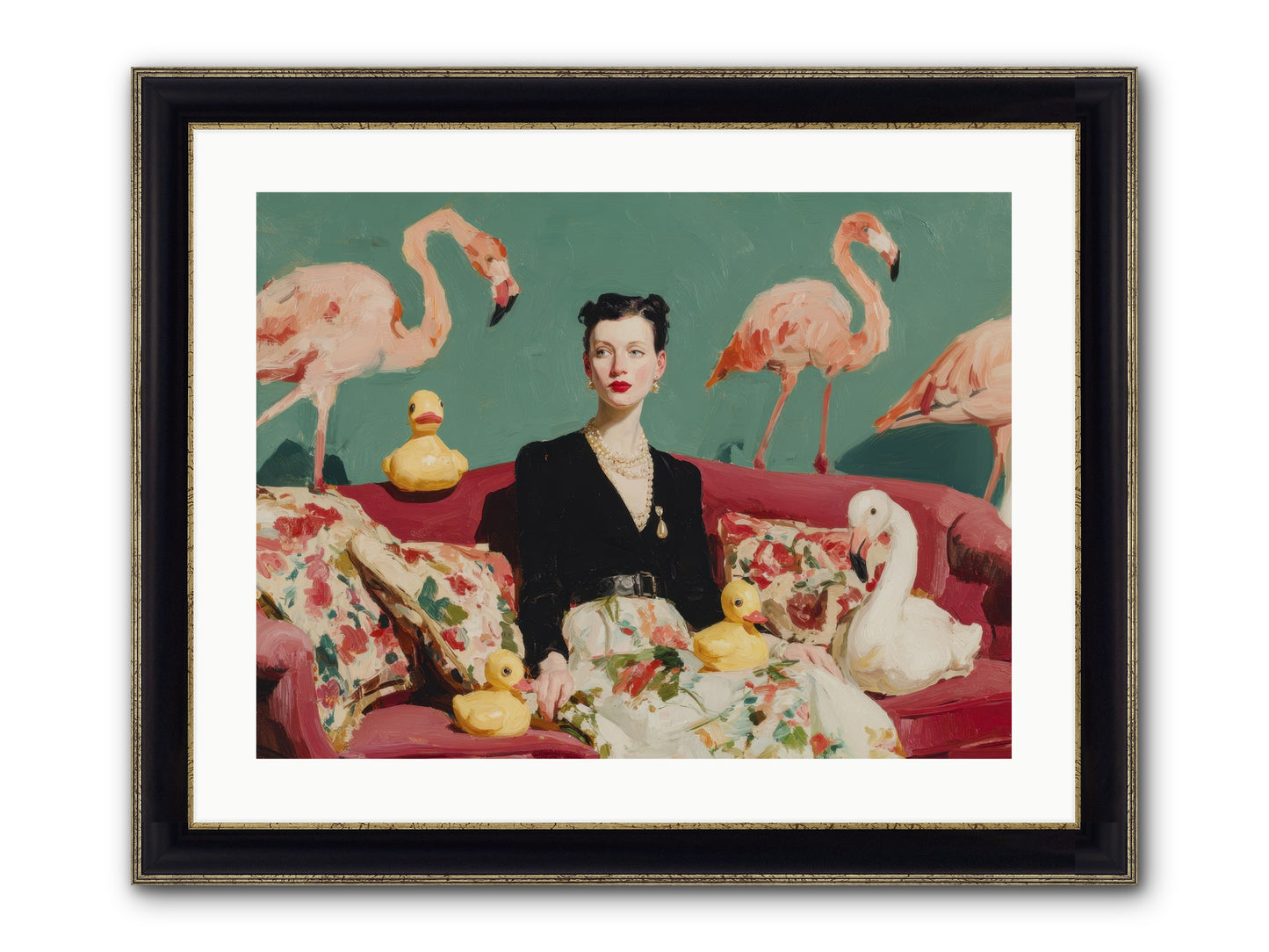 The Portraits Of Politesse Framed Print - Black & Gold 24x18