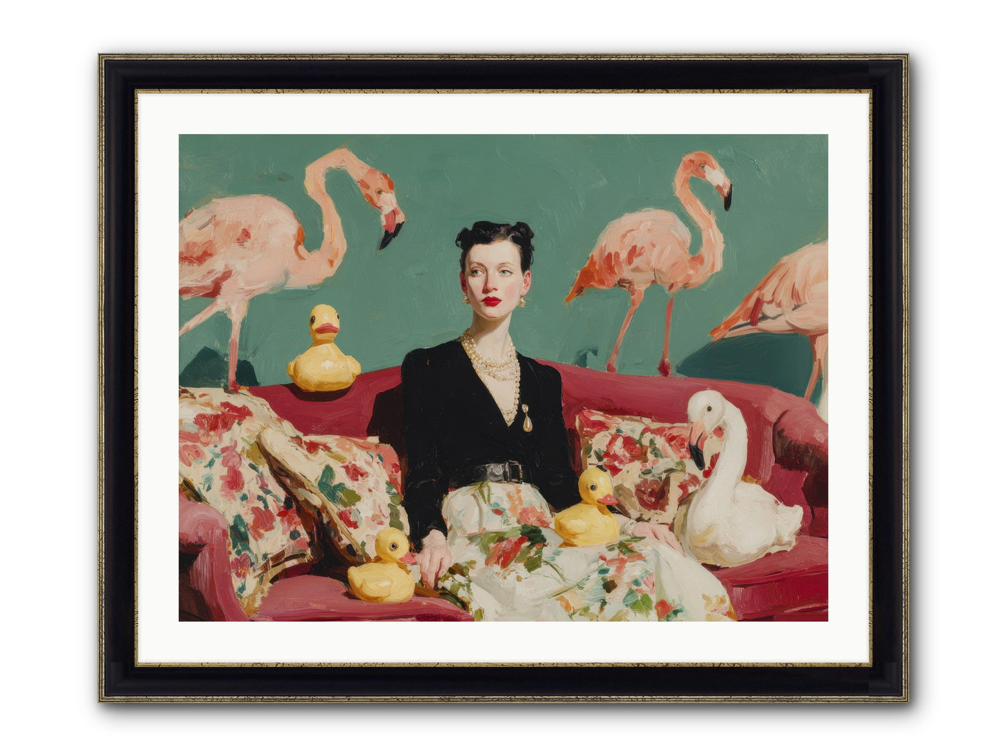 The Portraits Of Politesse Framed Print - Black & Gold 32x24