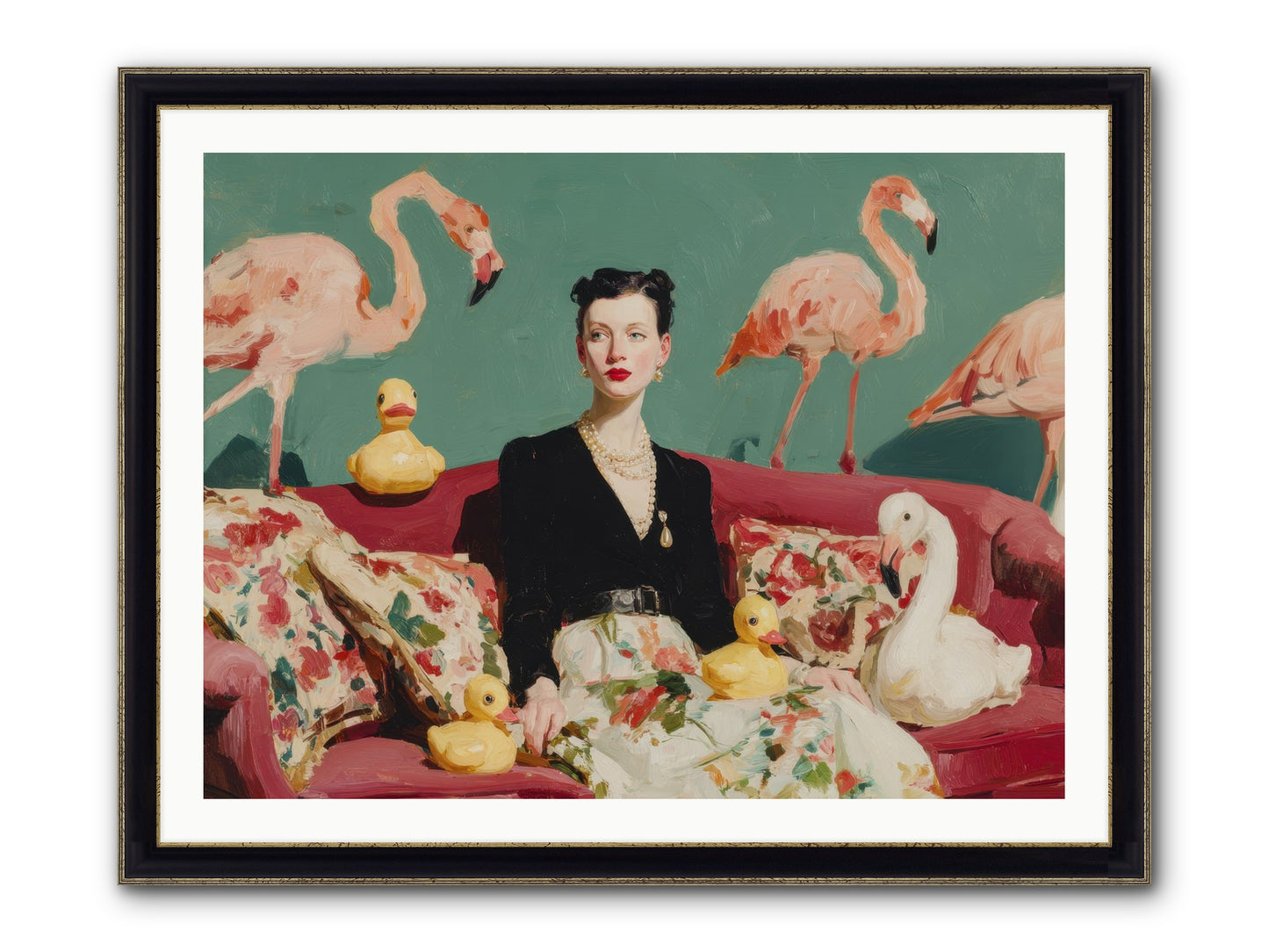 The Portraits Of Politesse Framed Print - Black & Gold 40x30