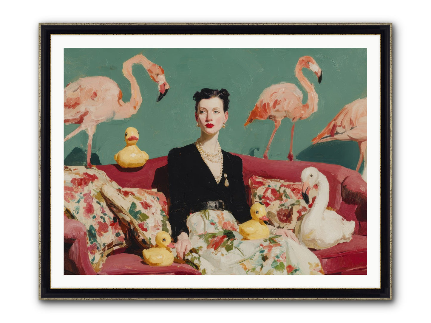 The Portraits Of Politesse Framed Print - Black & Gold 48x36
