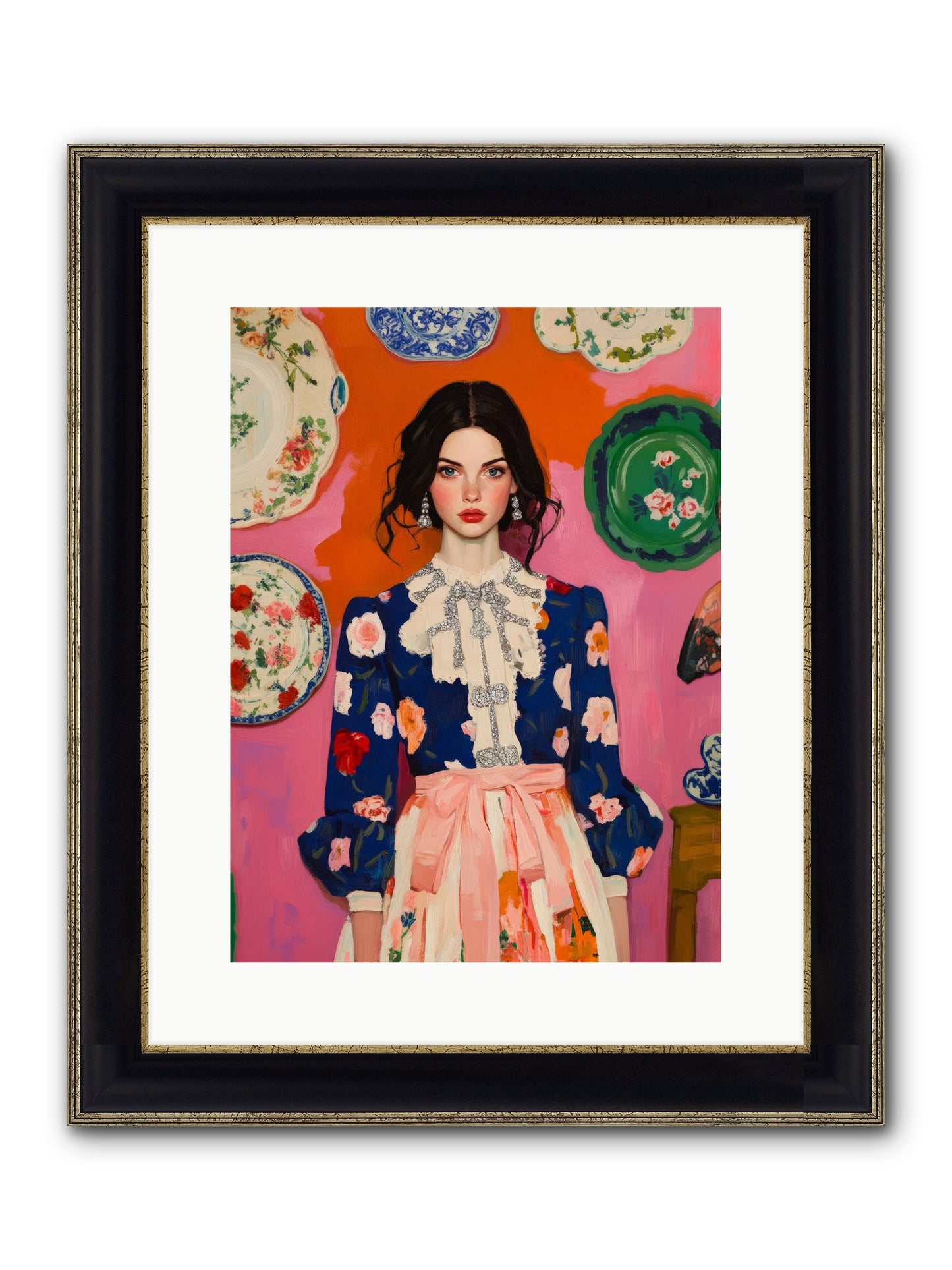 The Queen Anne Society Framed Print - Black & Gold 12x16