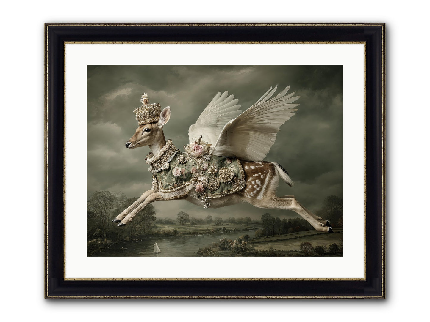The Quiet Between Bells Framed Print - Black & Gold 24x18