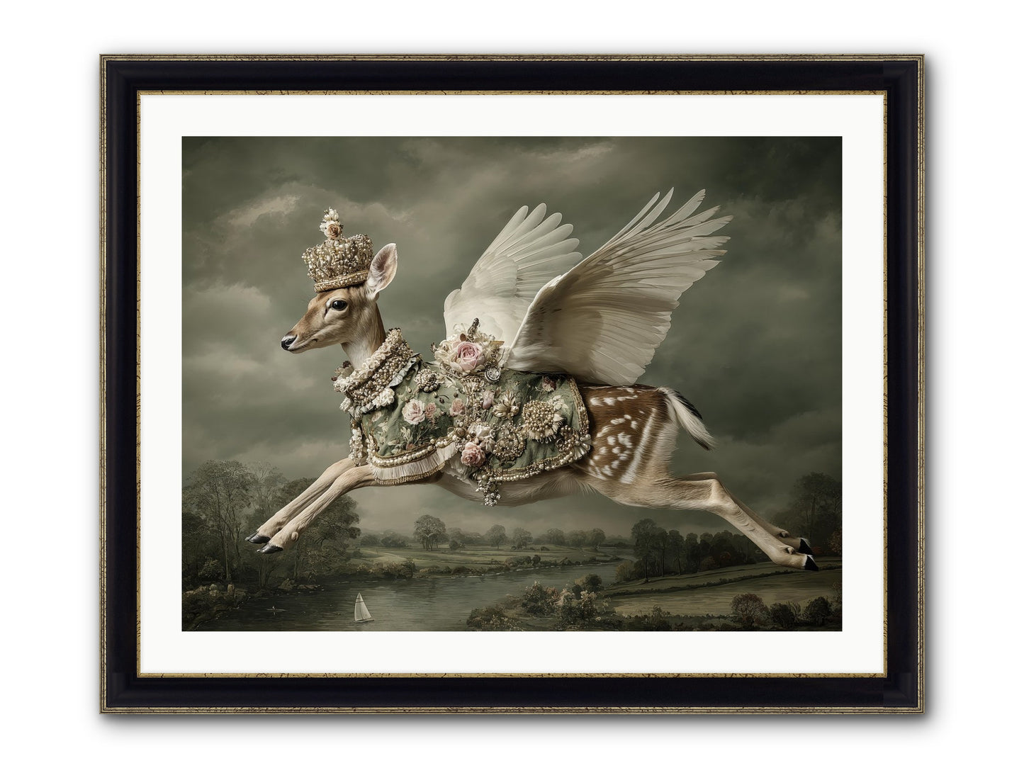 The Quiet Between Bells Framed Print - Black & Gold 32x24