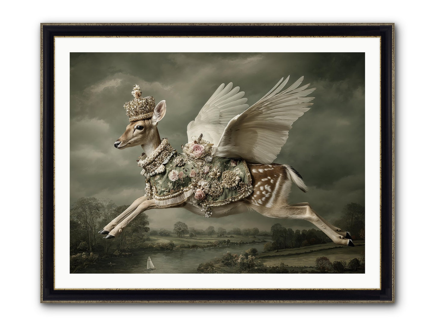 The Quiet Between Bells Framed Print - Black & Gold 40x30