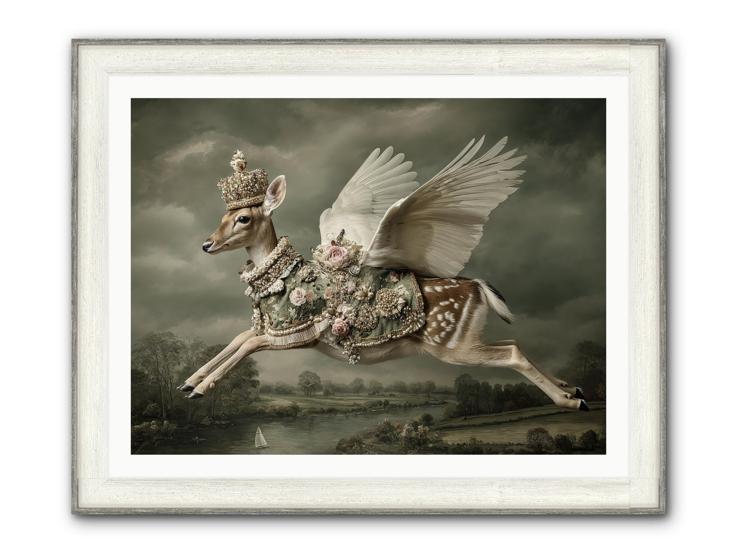 The Quiet Between Bells Framed Print - Driftwood White 40x30