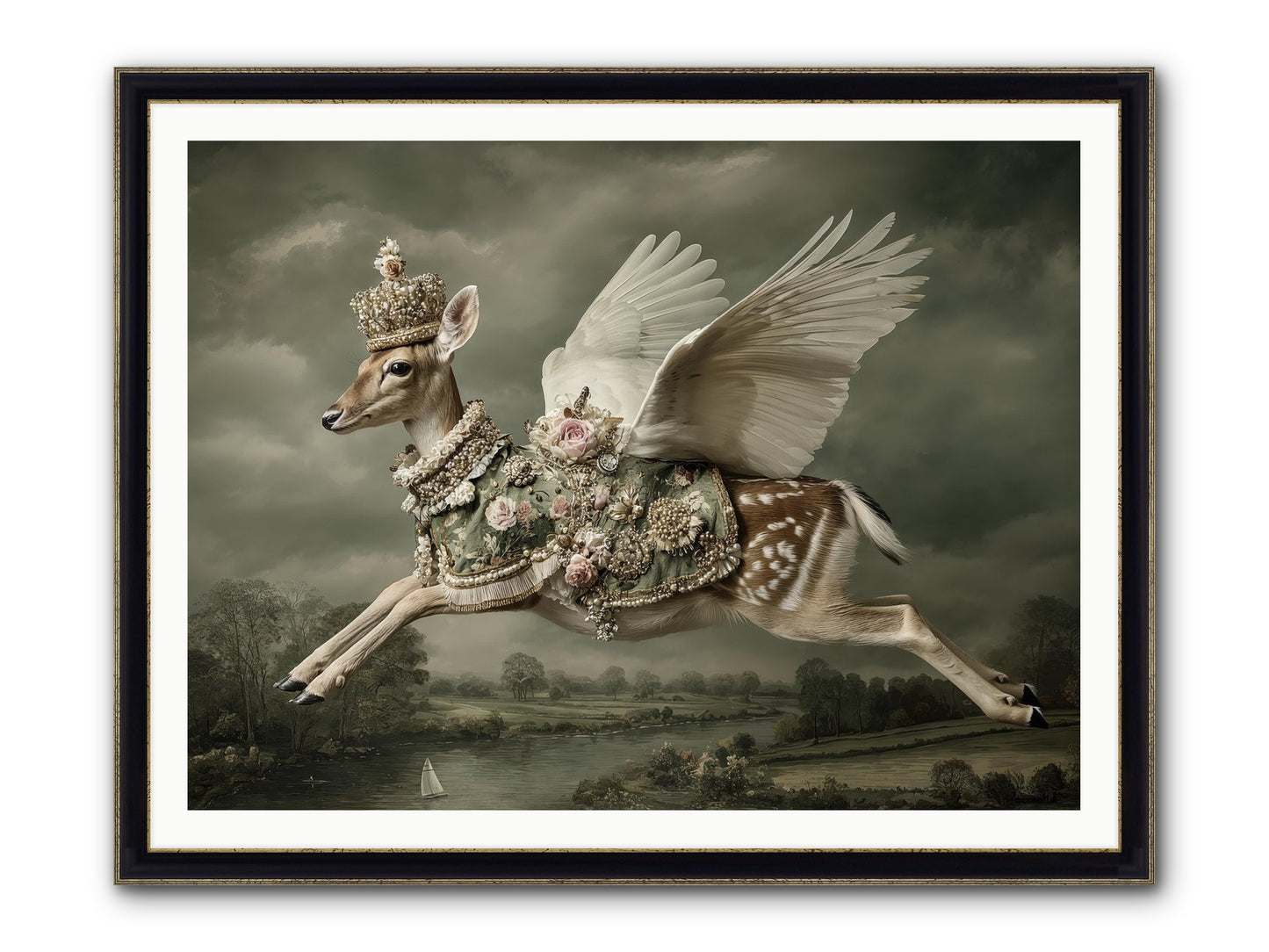 The Quiet Between Bells Framed Print - Black & Gold 48x36