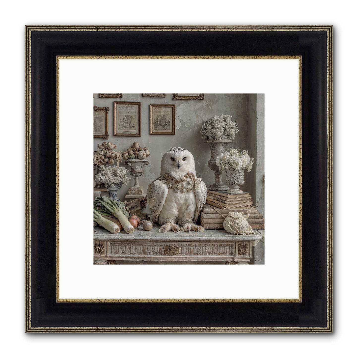 The Quiet Bloom Framed Print - Black & Gold 10x10