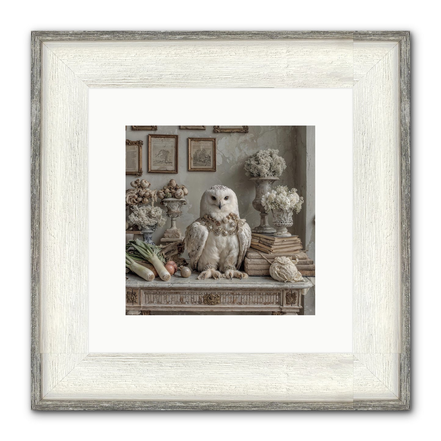 The Quiet Bloom Framed Print - Driftwood White 10x10