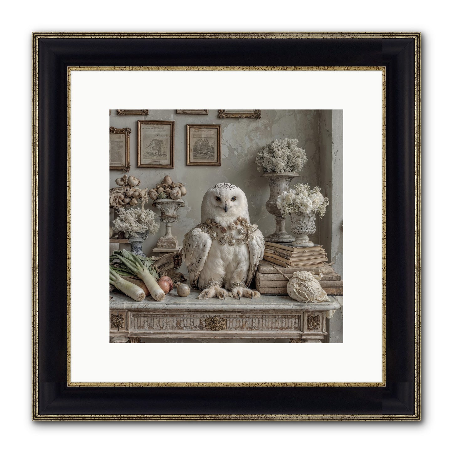 The Quiet Bloom Framed Print - Black & Gold 12x12