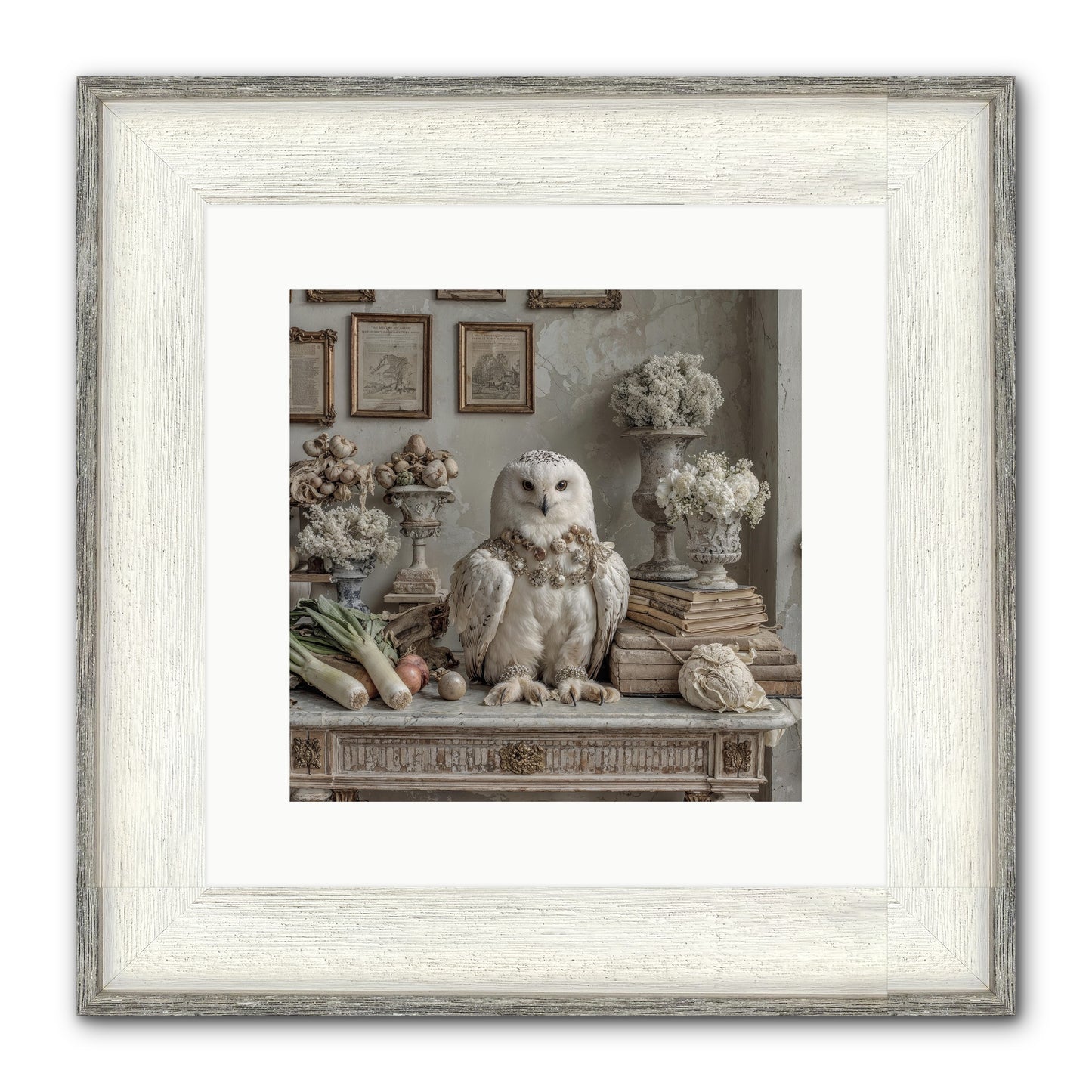 The Quiet Bloom Framed Print - Driftwood White 12x12
