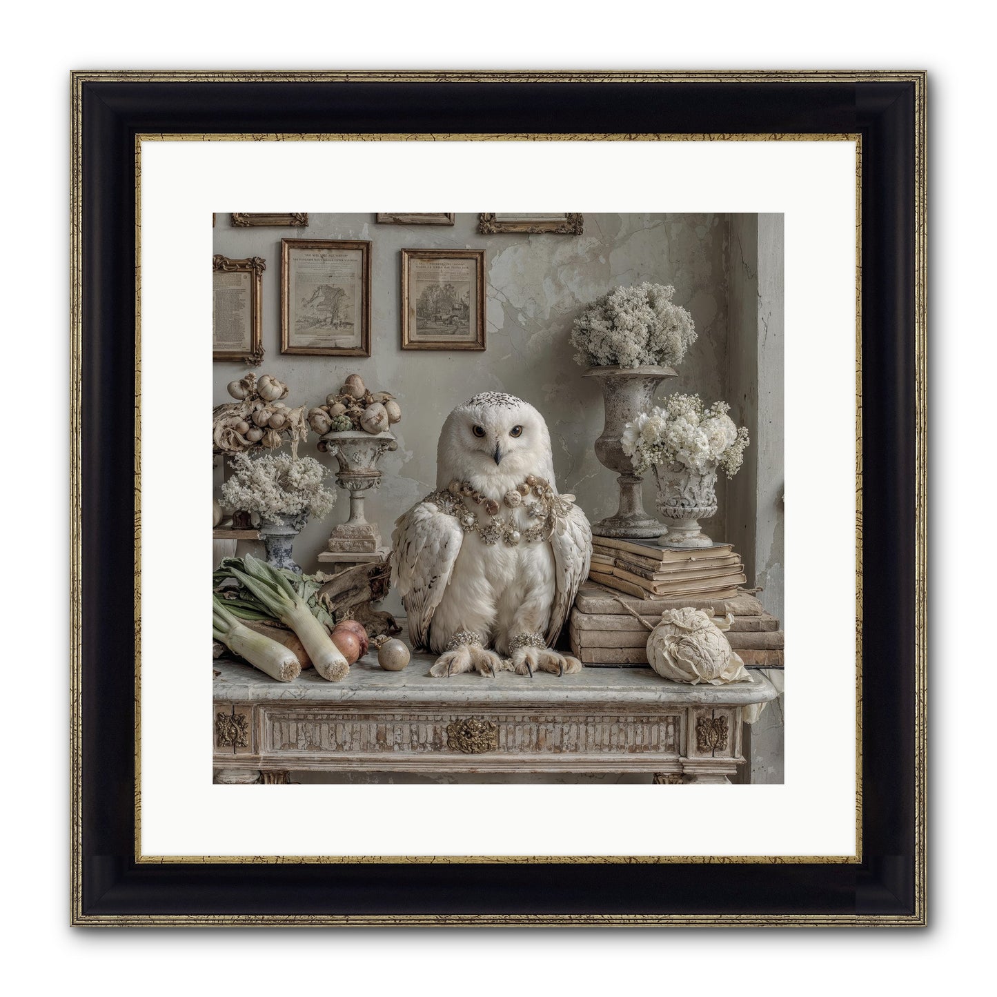 The Quiet Bloom Framed Print - Black & Gold 16x16