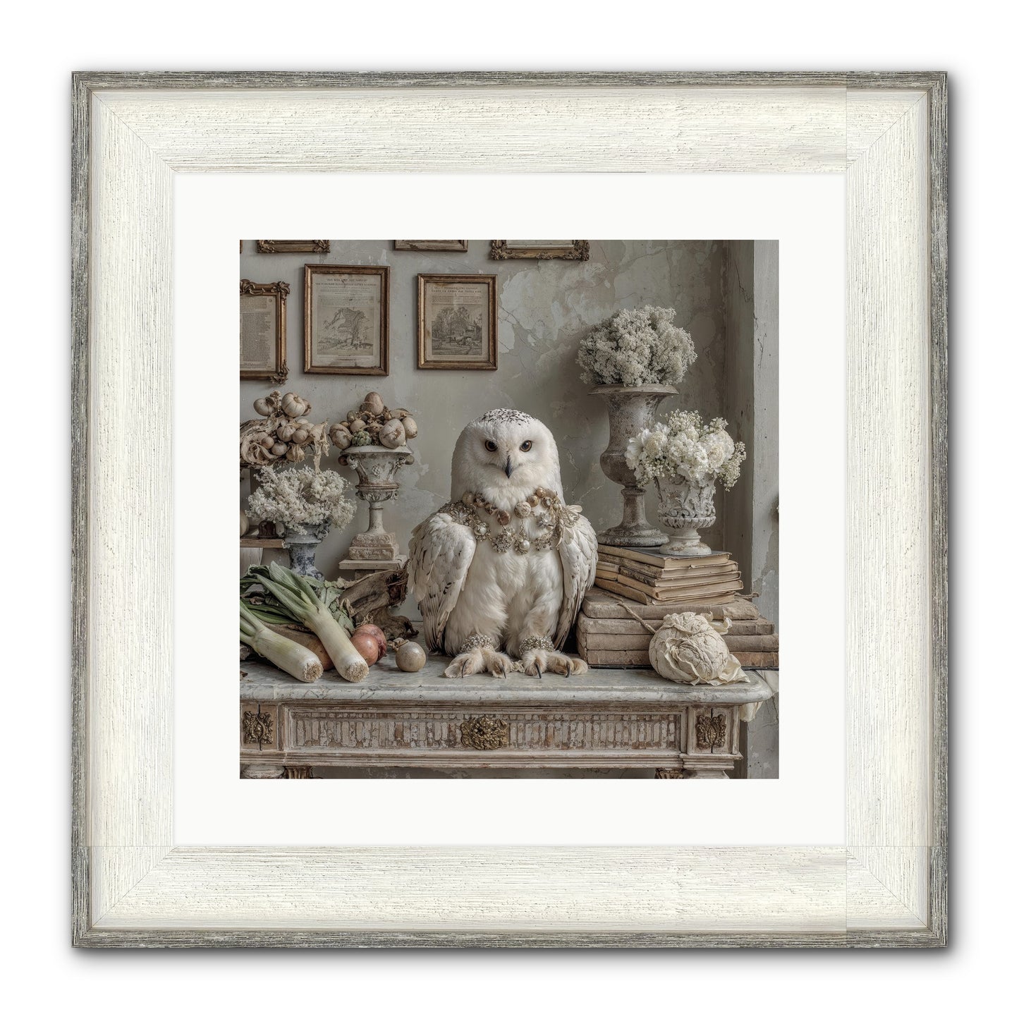 The Quiet Bloom Framed Print - Driftwood White 16x16