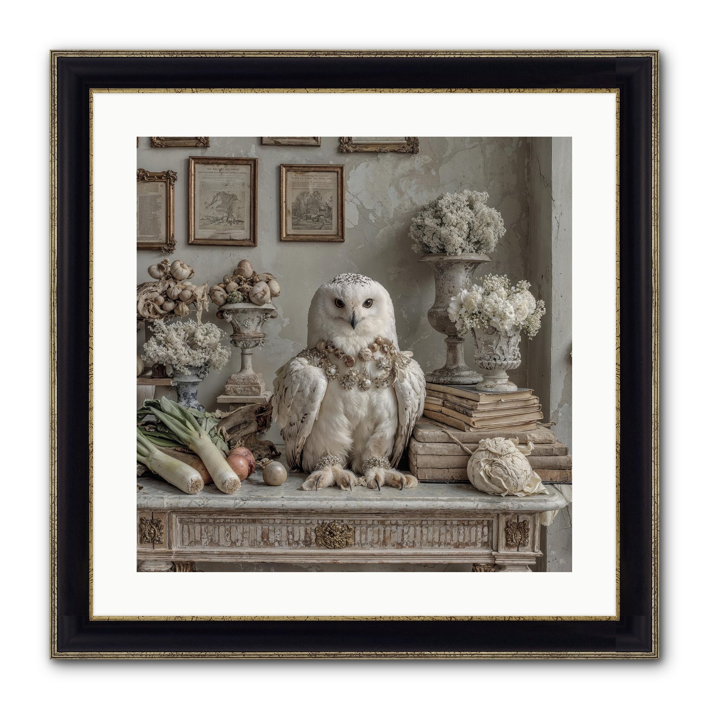 The Quiet Bloom Framed Print - Black & Gold 20x20