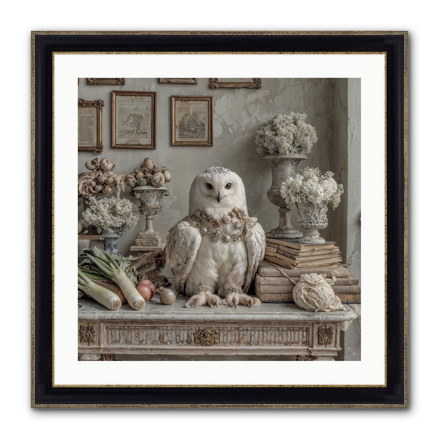 The Quiet Bloom Framed Print - Black & Gold 24x24