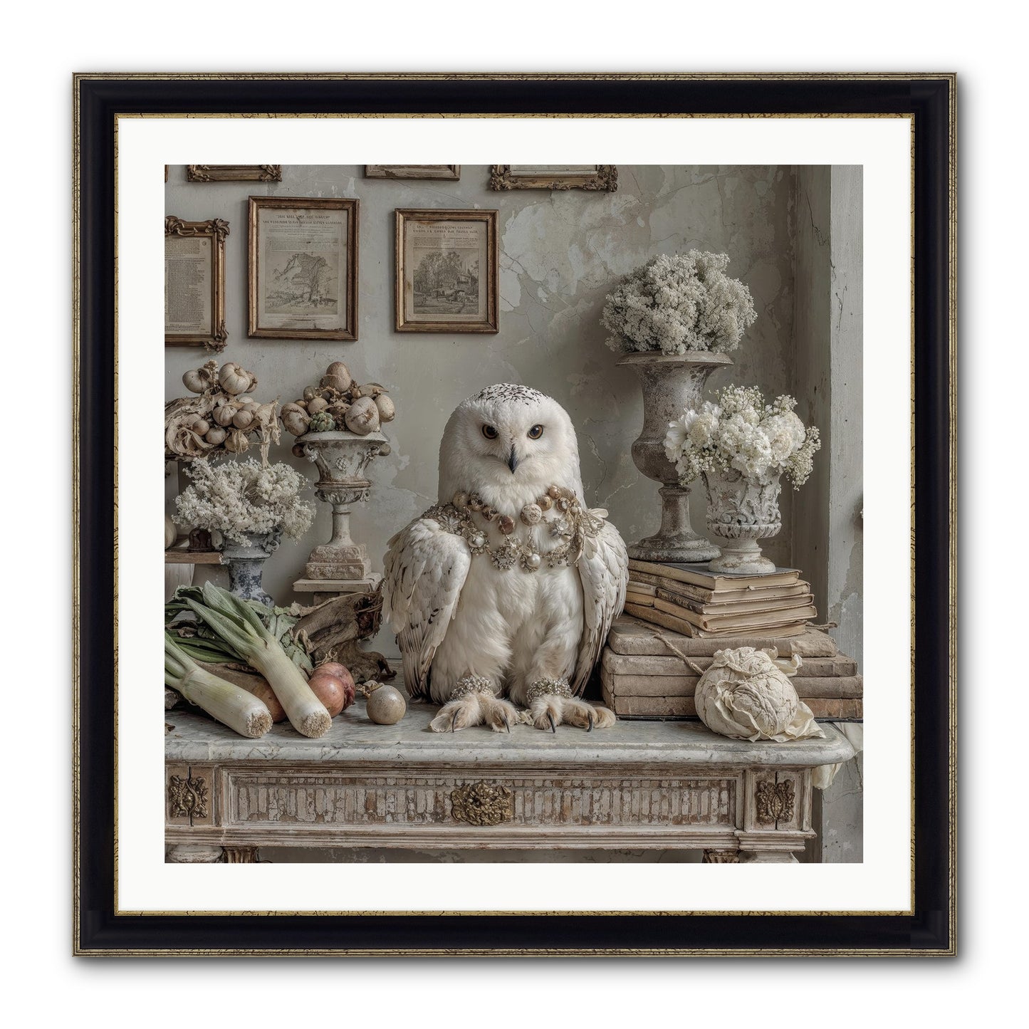 The Quiet Bloom Framed Print - Black & Gold 30x30