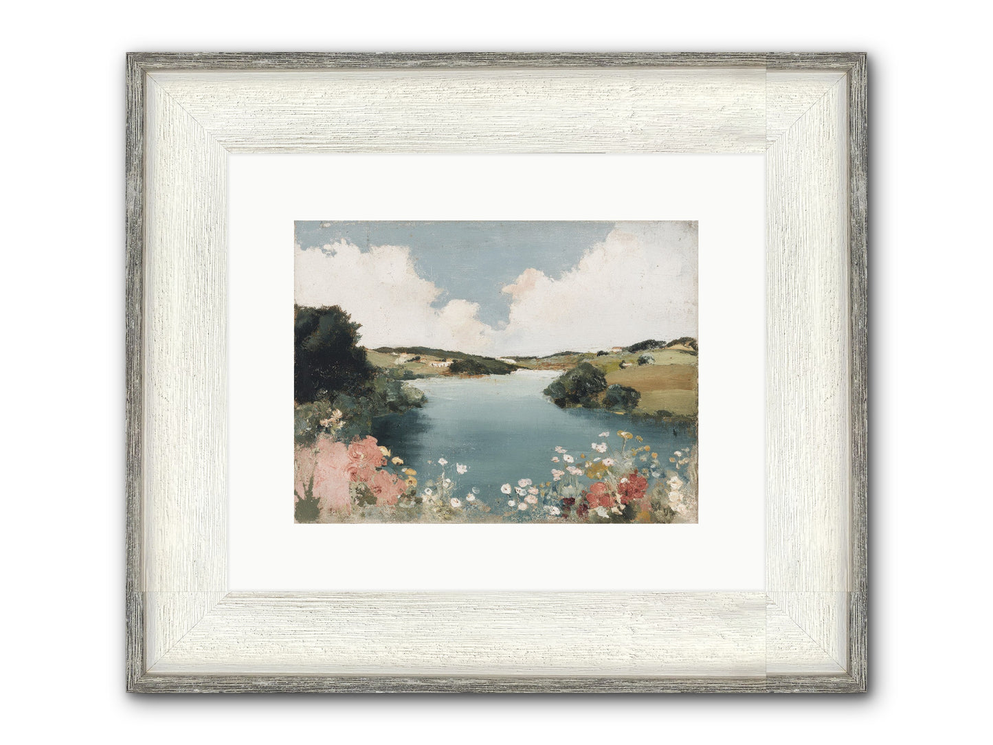 The Quiet Lake Framed Print - Driftwood White 12x9
