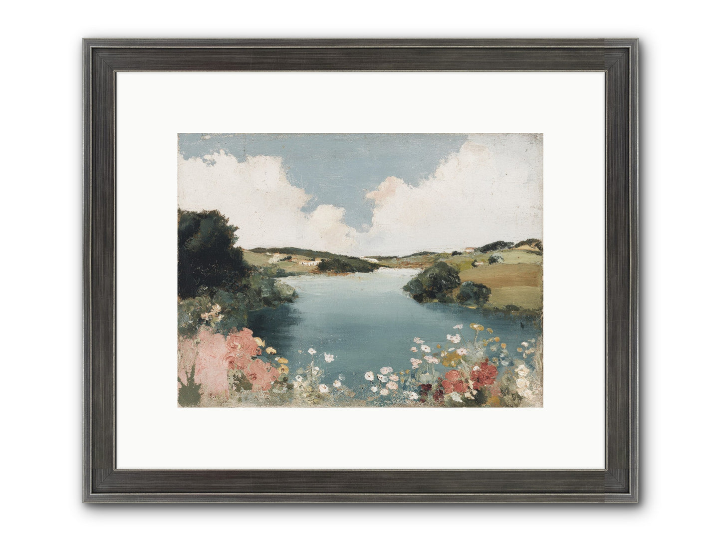 The Quiet Lake Framed Print - Slimwoods Black/Silver 12x9