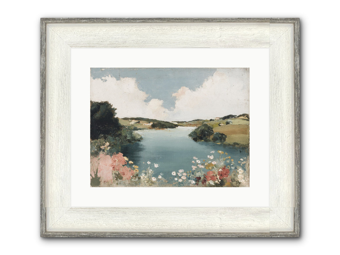 The Quiet Lake Framed Print - Driftwood White 16x12
