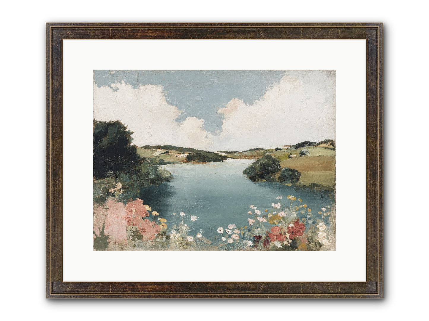 The Quiet Lake Framed Print - Slimwoods Black/Gold 16x12