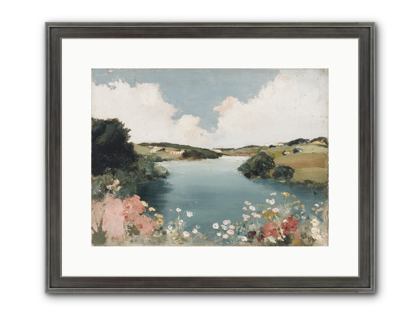 The Quiet Lake Framed Print - Slimwoods Black/Silver 16x12