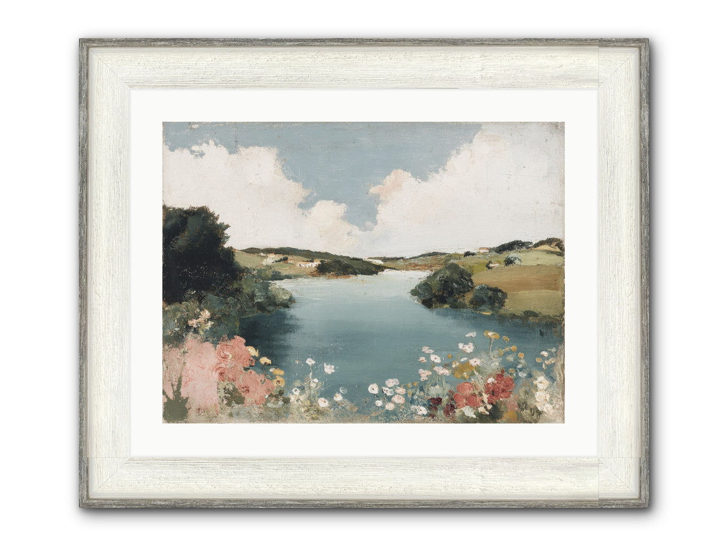 The Quiet Lake Framed Print - Driftwood White 24x18