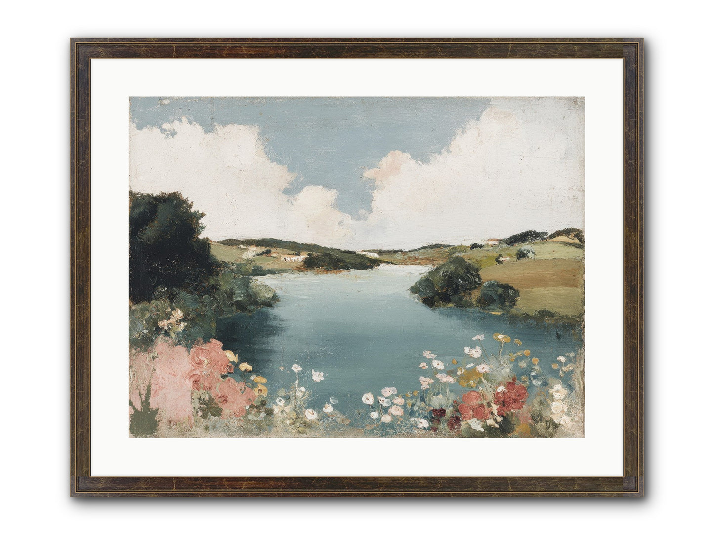The Quiet Lake Framed Print - Slimwoods Black/Gold 24x18