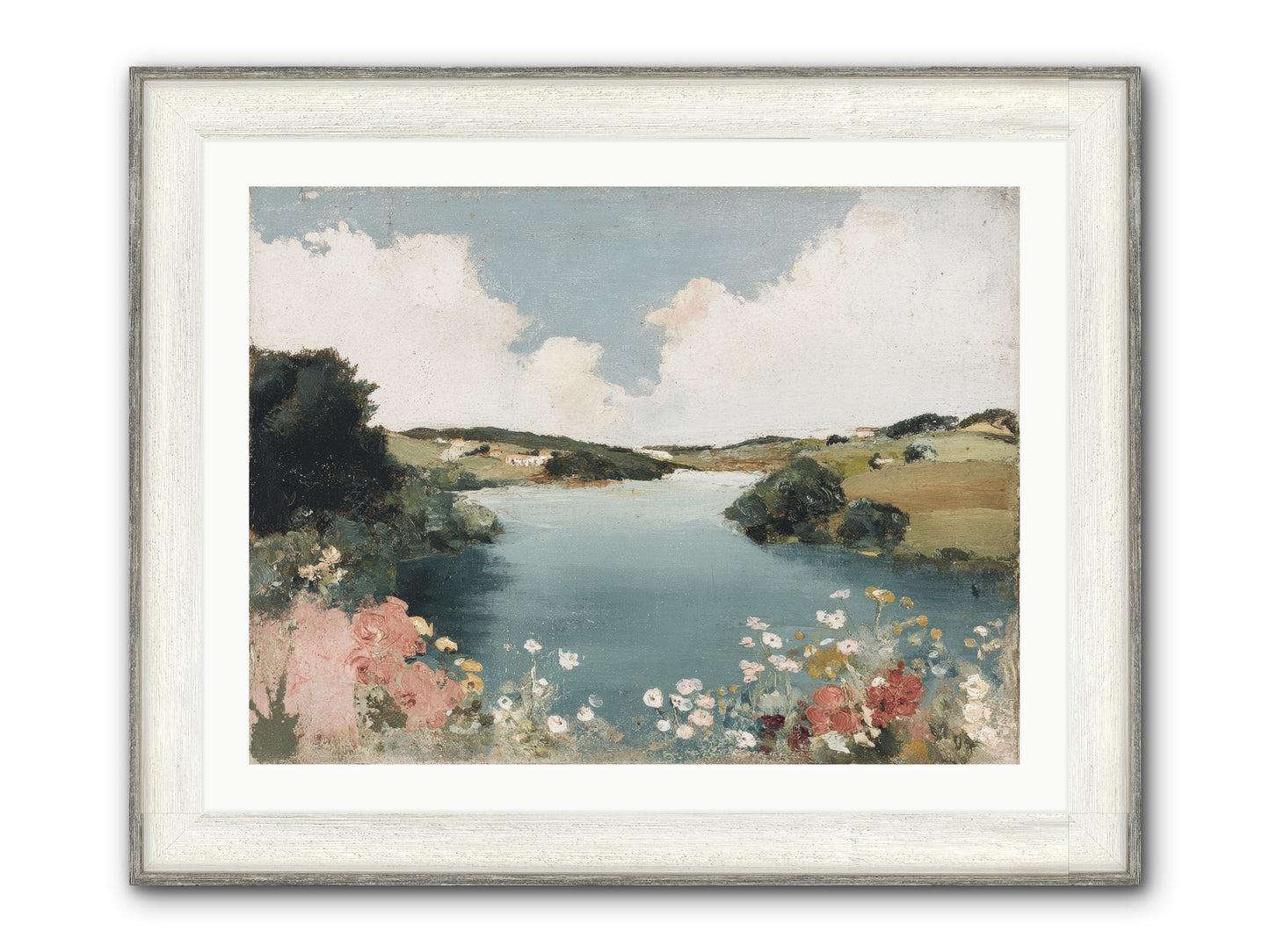 The Quiet Lake Framed Print - Driftwood White 32x24