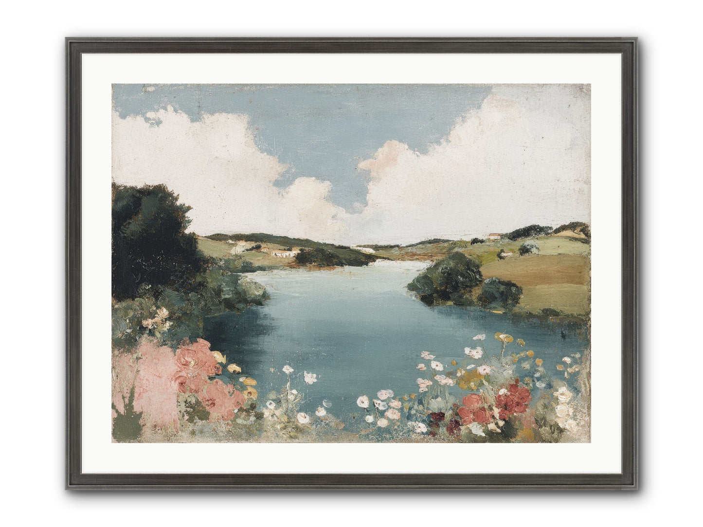 The Quiet Lake Framed Print - Slimwoods Black/Silver 32x24