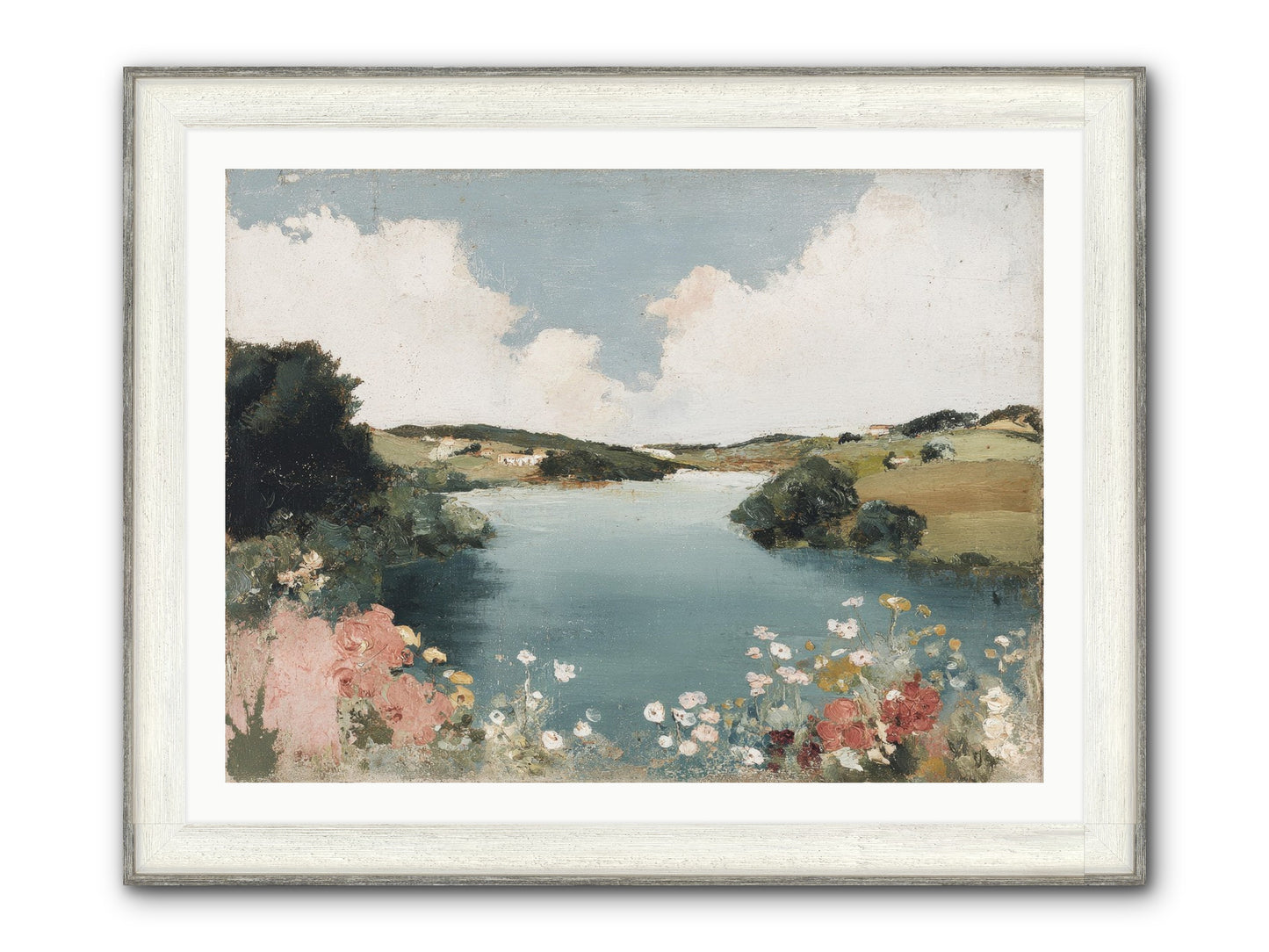 The Quiet Lake Framed Print - Driftwood White 40x30
