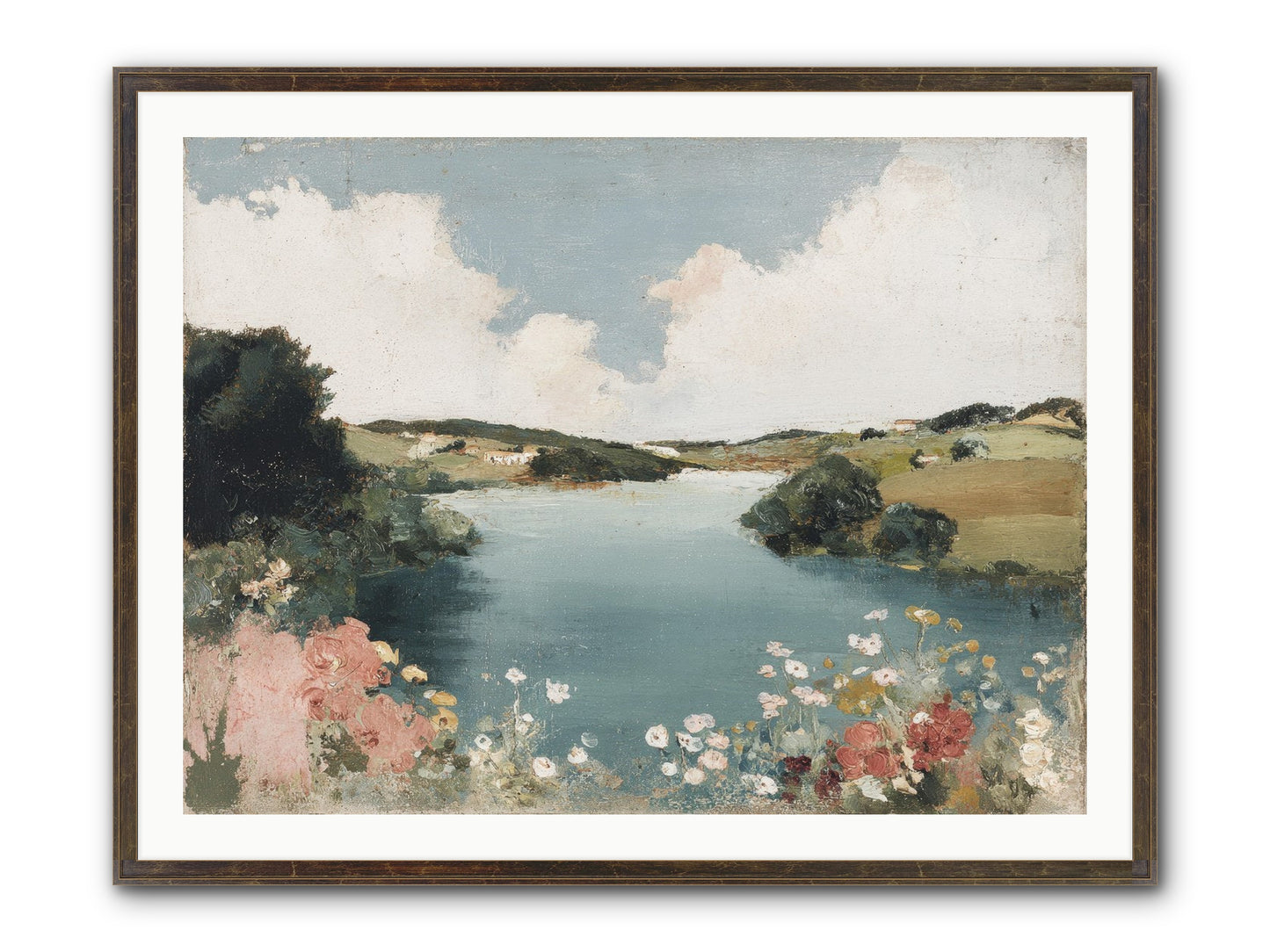 The Quiet Lake Framed Print - Slimwoods Black/Gold 40x30