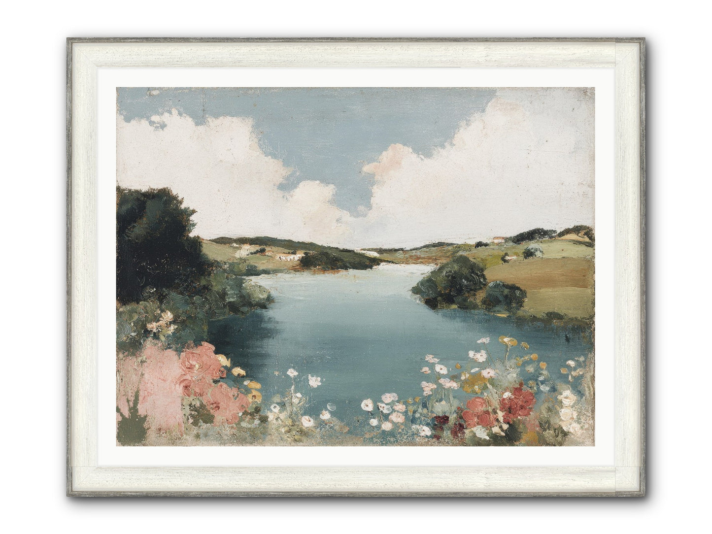 The Quiet Lake Framed Print - Driftwood White 48x36